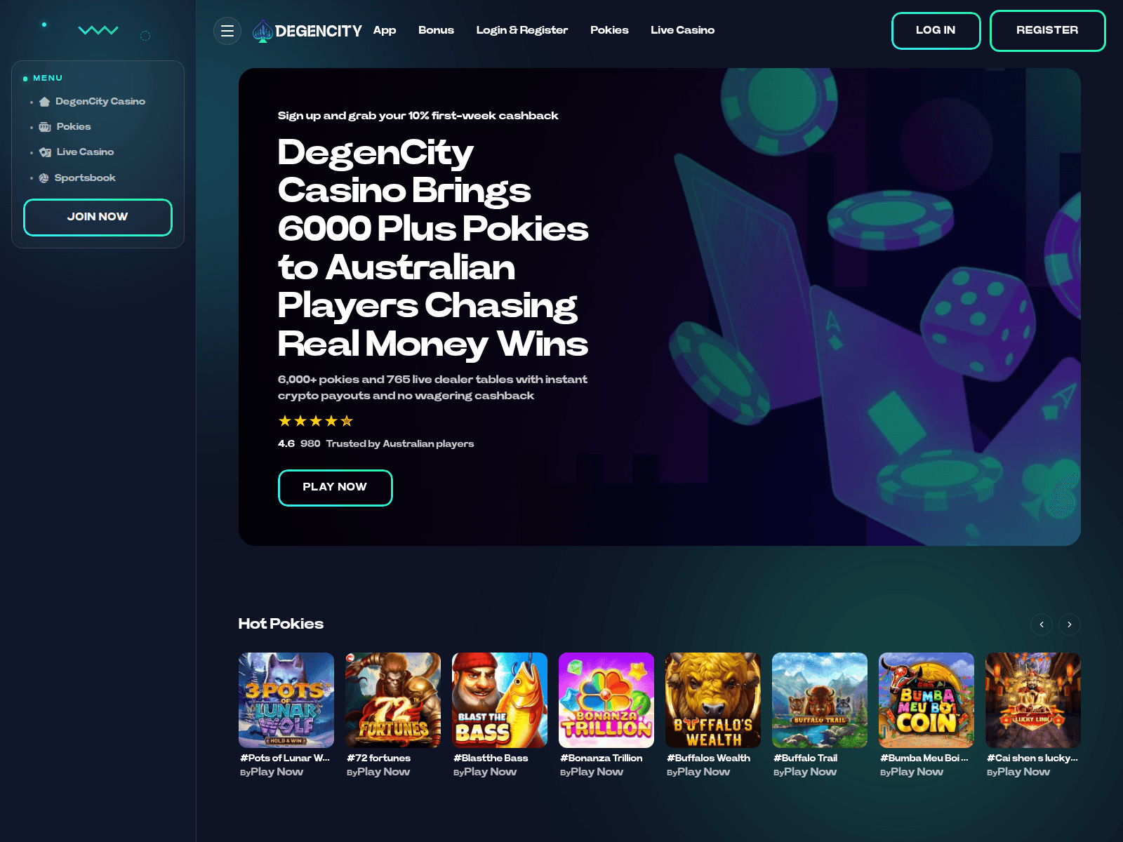Screenshot of casinodegencity.com