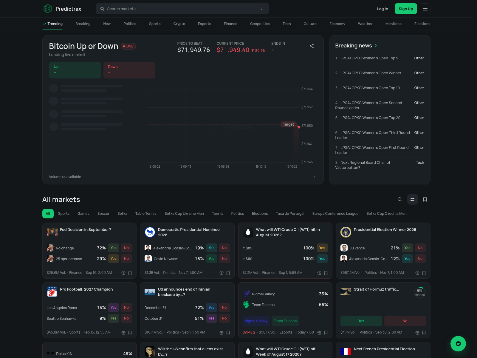 Screenshot of predictrax.com