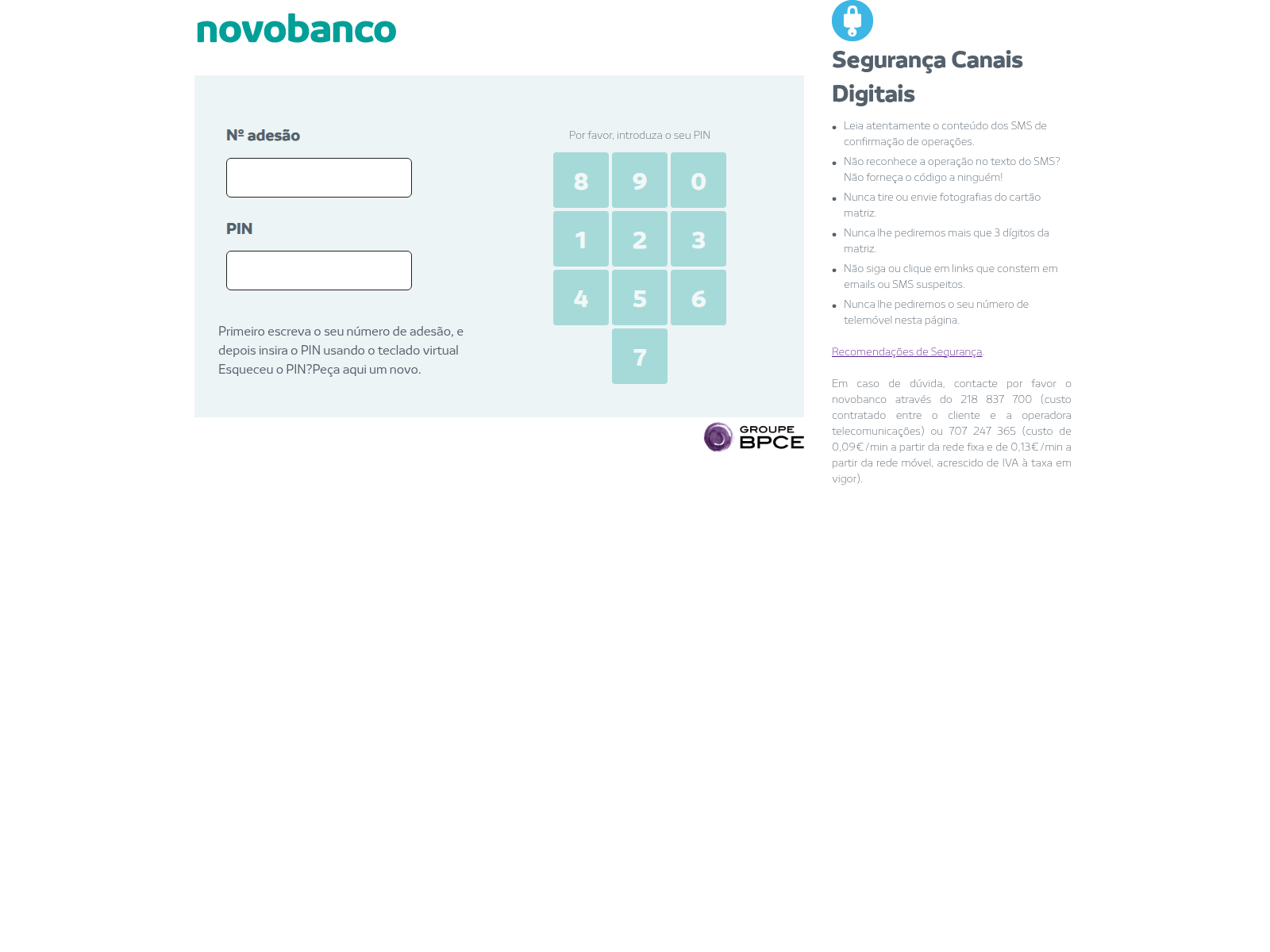 Screenshot of link-novobanco.com