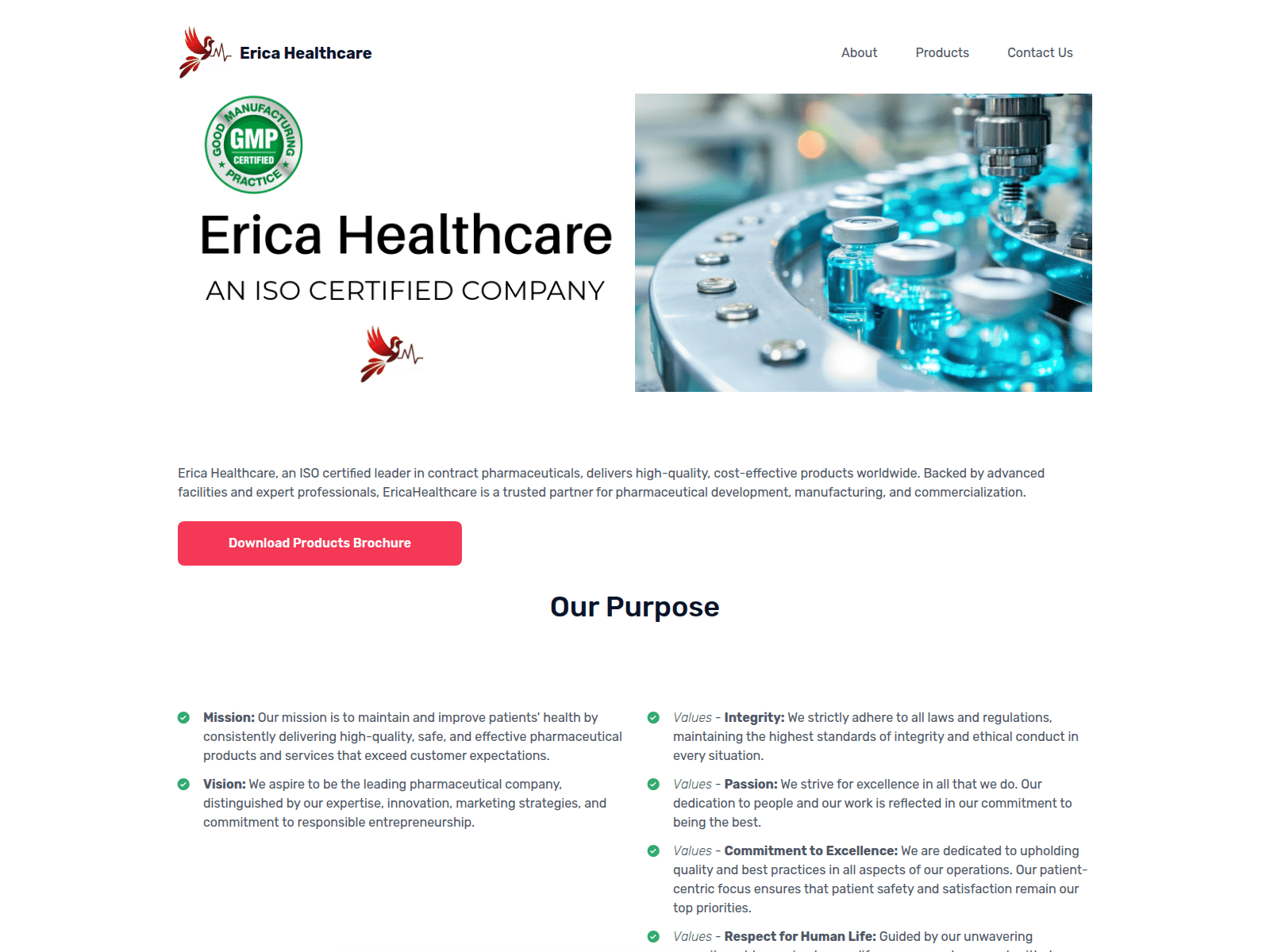 Знімок екрана ericahealthcare.co.in