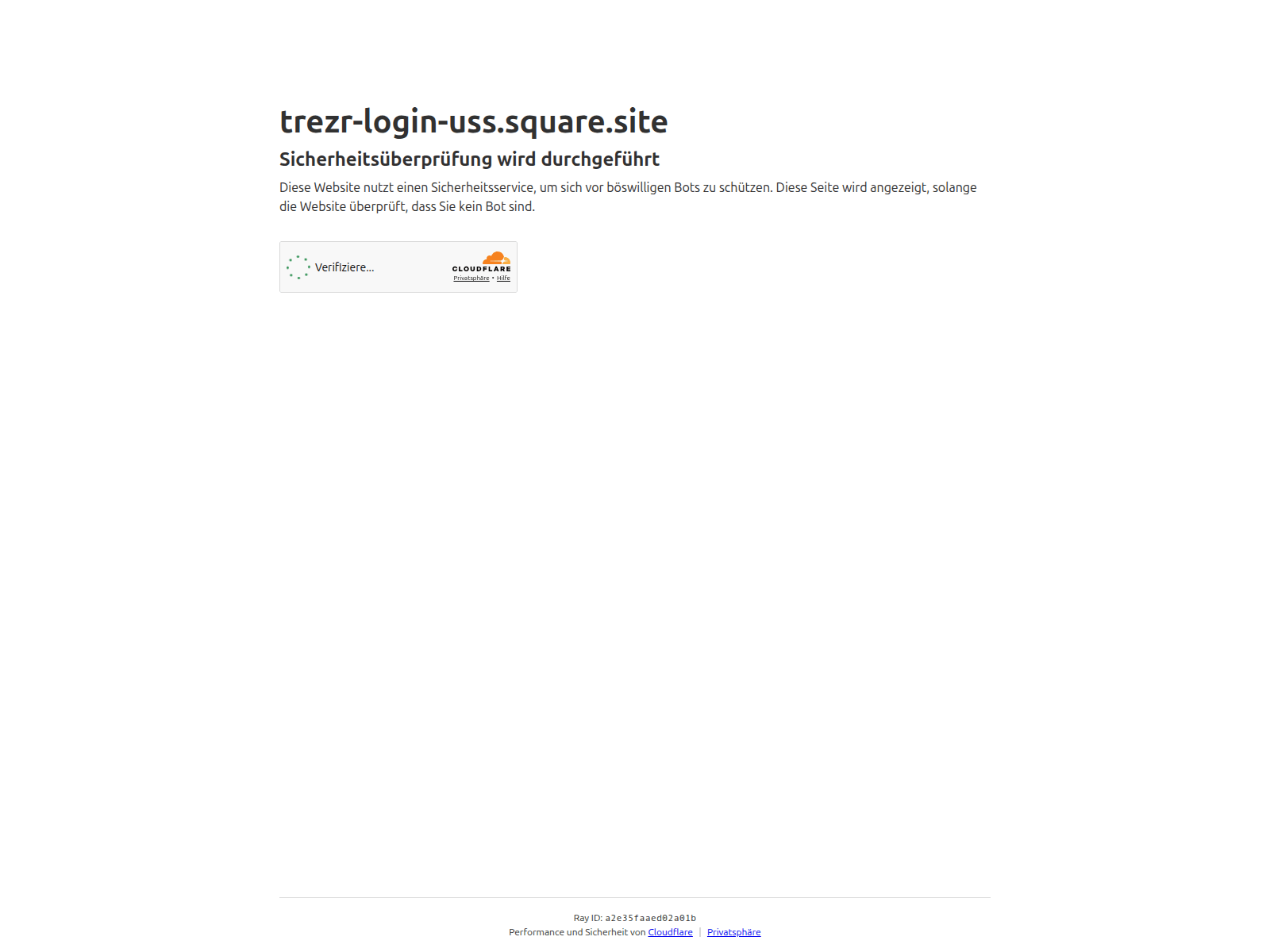 Screenshot von trezr-login-uss.square.site