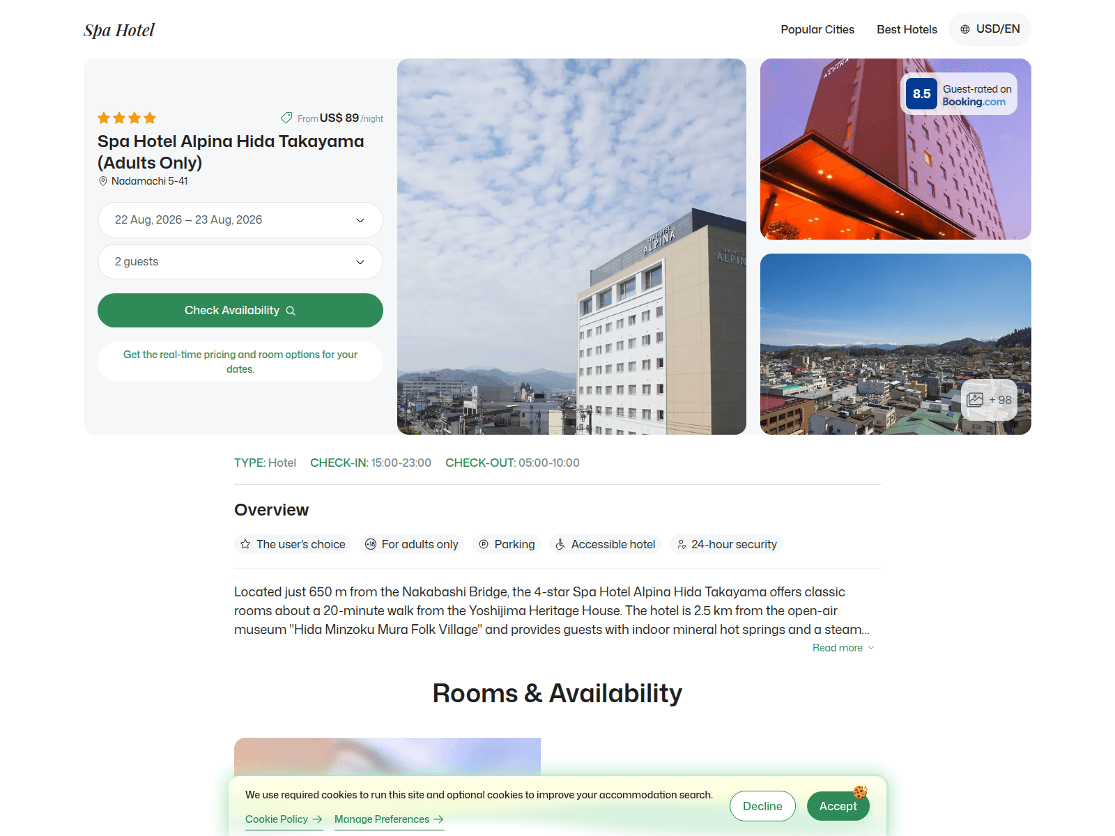 [Ekran görüntüsü] alpahidatakayama.spahotel.guru