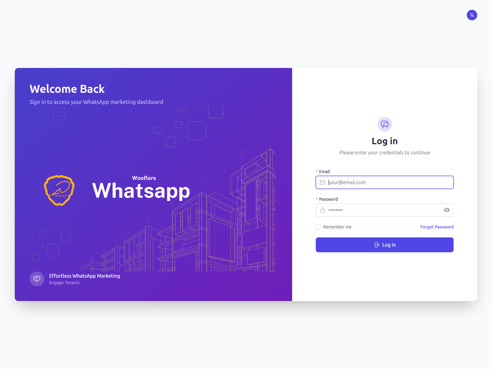 Screenshot of whatsapp.wooflers.com
