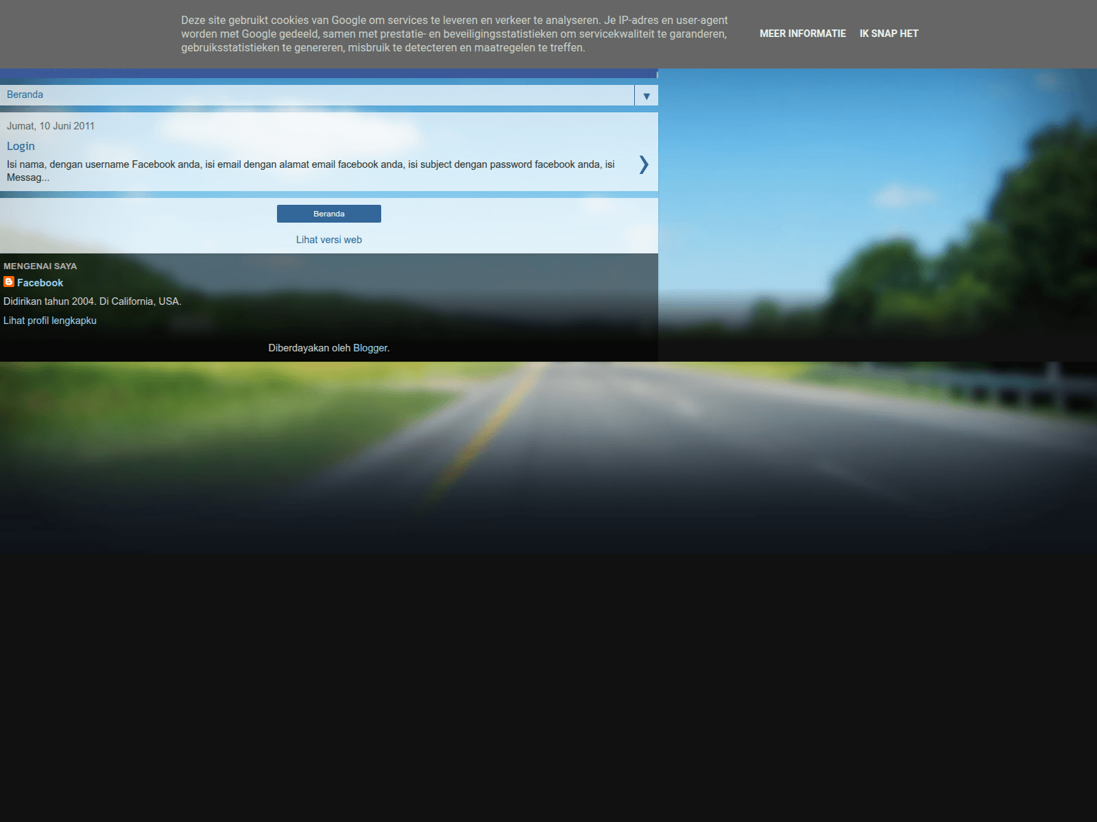 Screenshot of faceb0k-facebook.blogspot.com