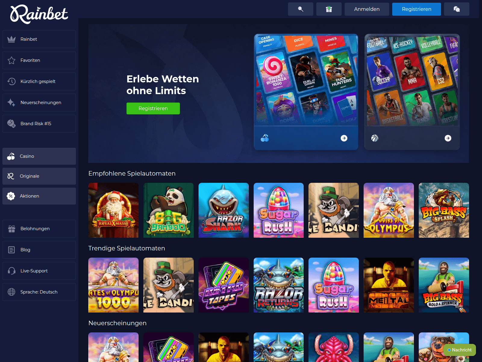 Screenshot of rainbet-casinos.at