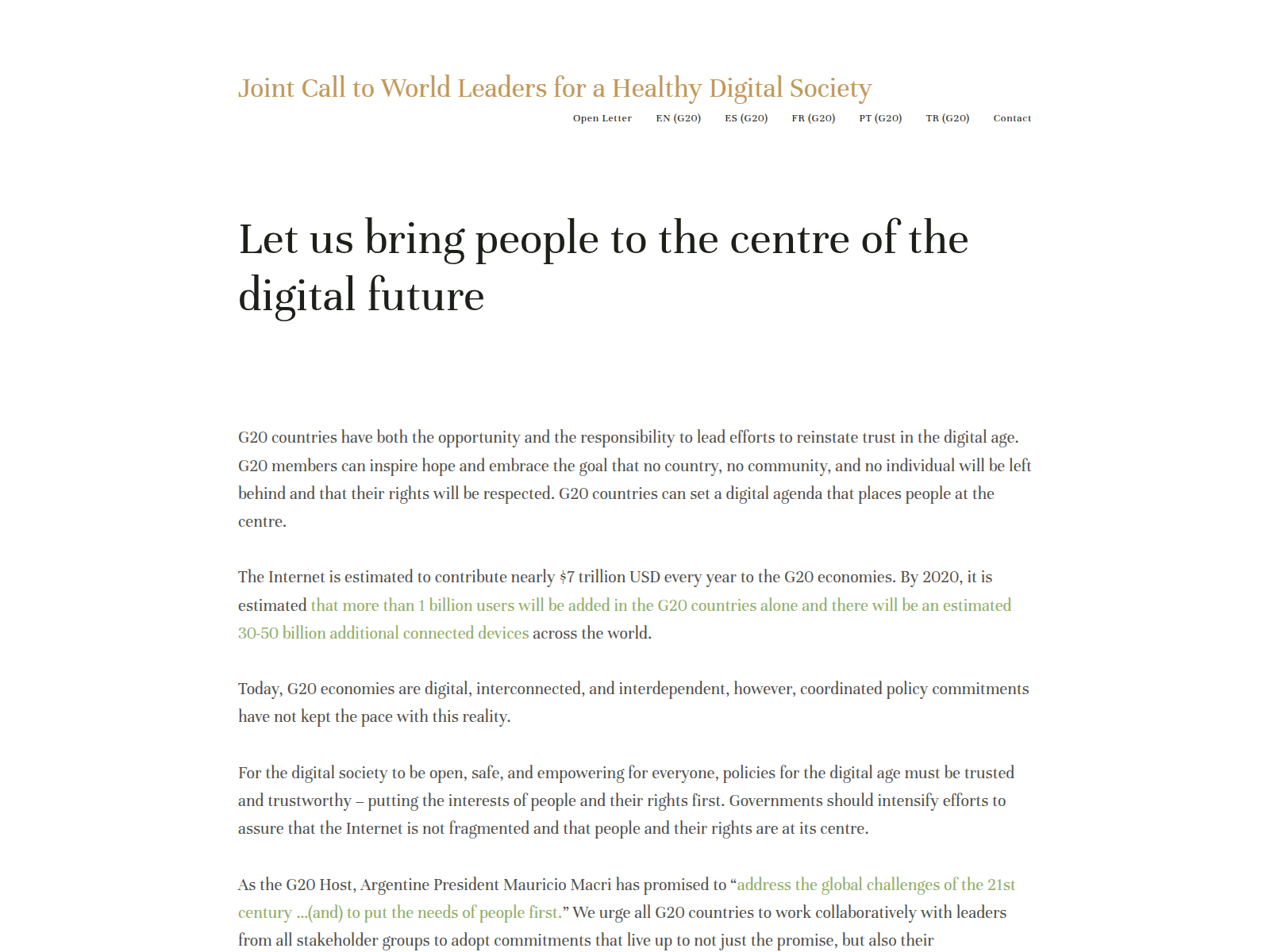 Screenshot of g20openletter.org