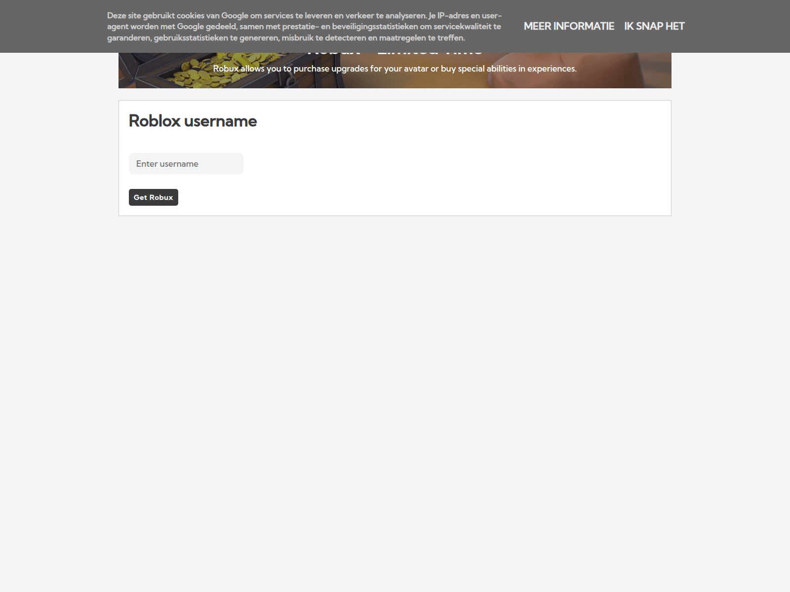 Screenshot of robloxgenerator119.blogspot.com