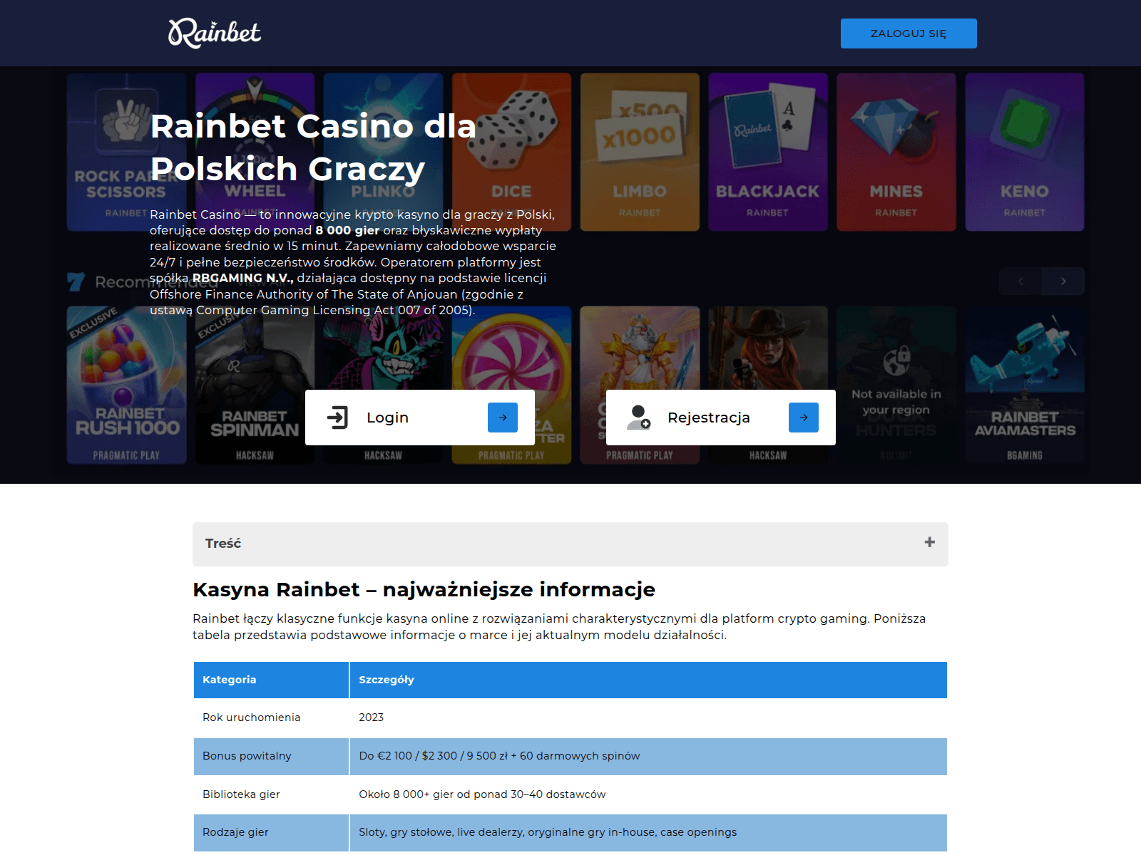 Screenshot of rainbetpoland.com