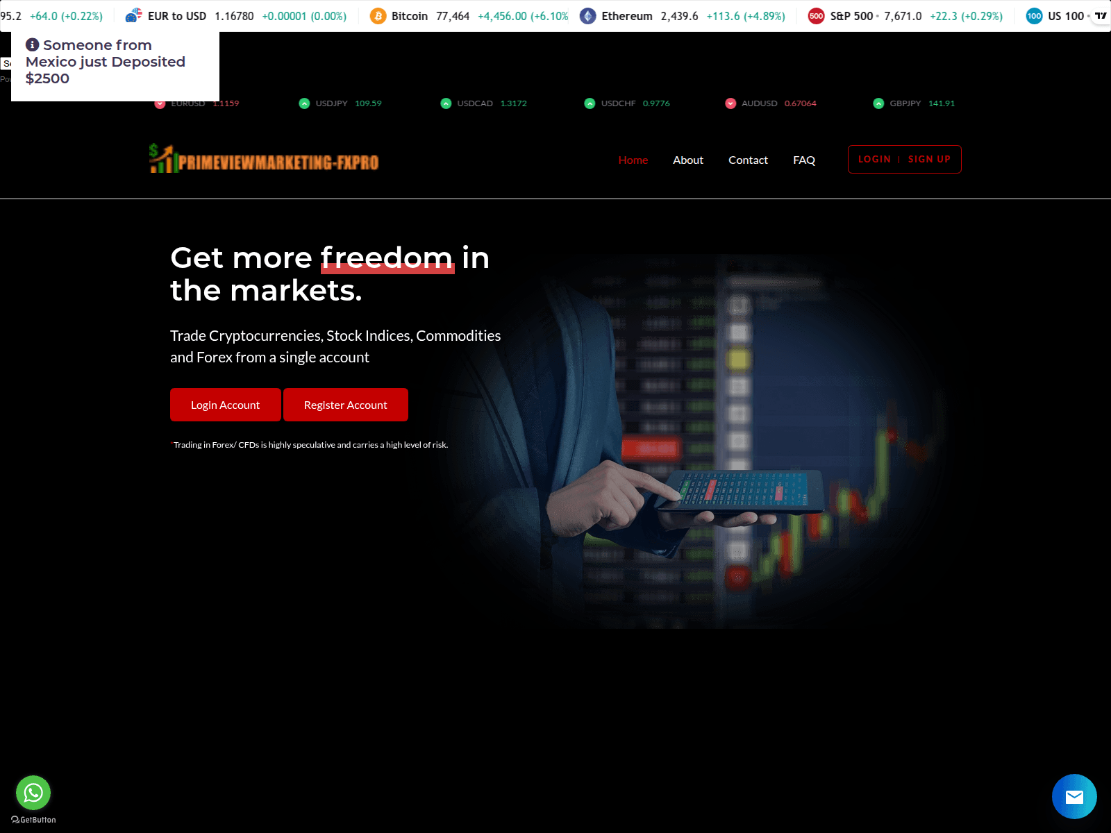 Screenshot of primeviewmarketingfxpro.live