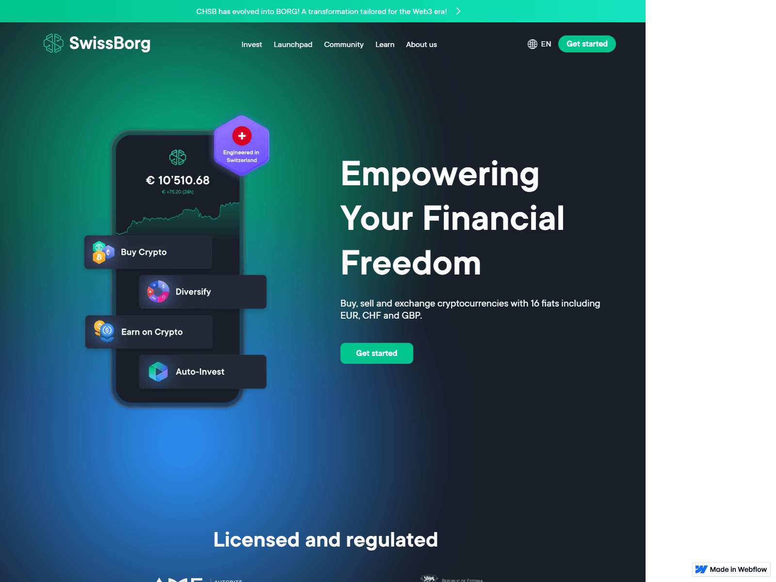 Screenshot of swiss--borg-login.webflow.io