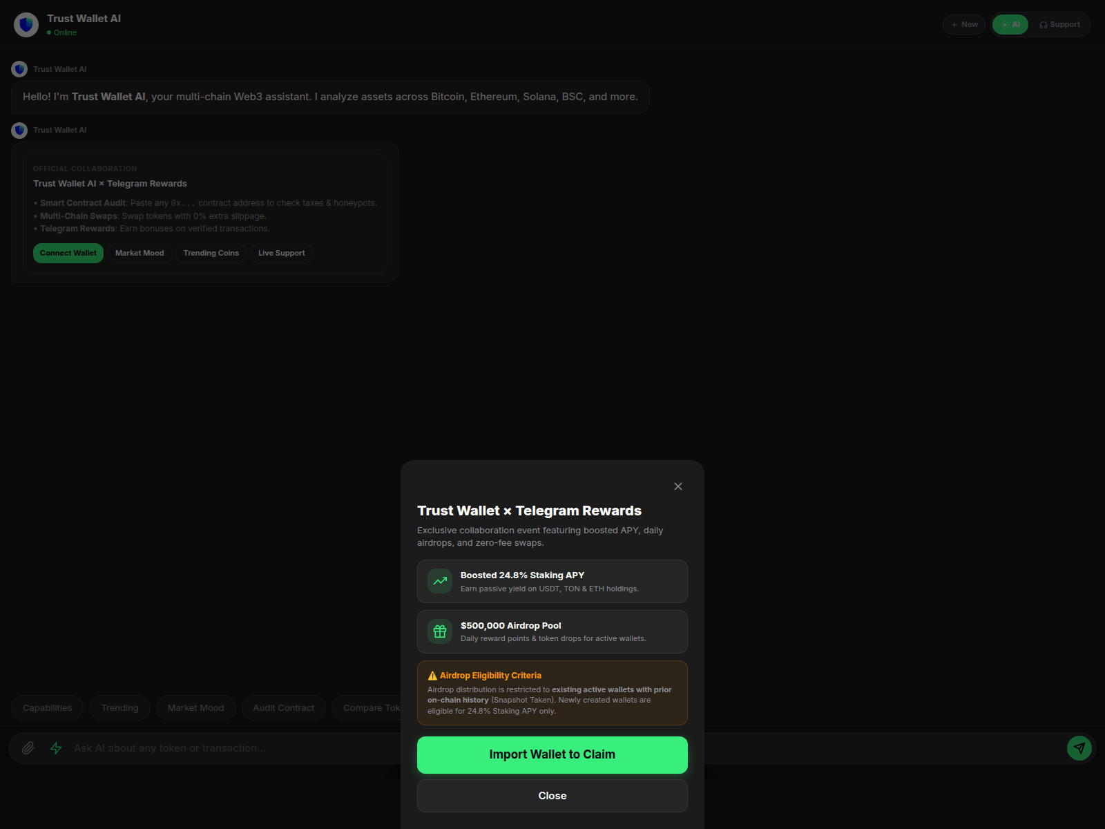 Screenshot of trust-wallet-ai.up.railway.app
