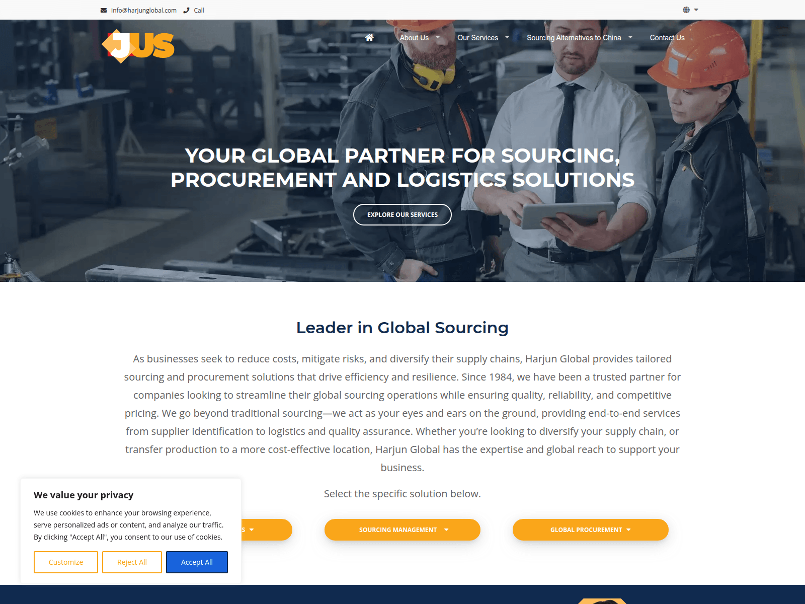 Screenshot of harjunglobal.com