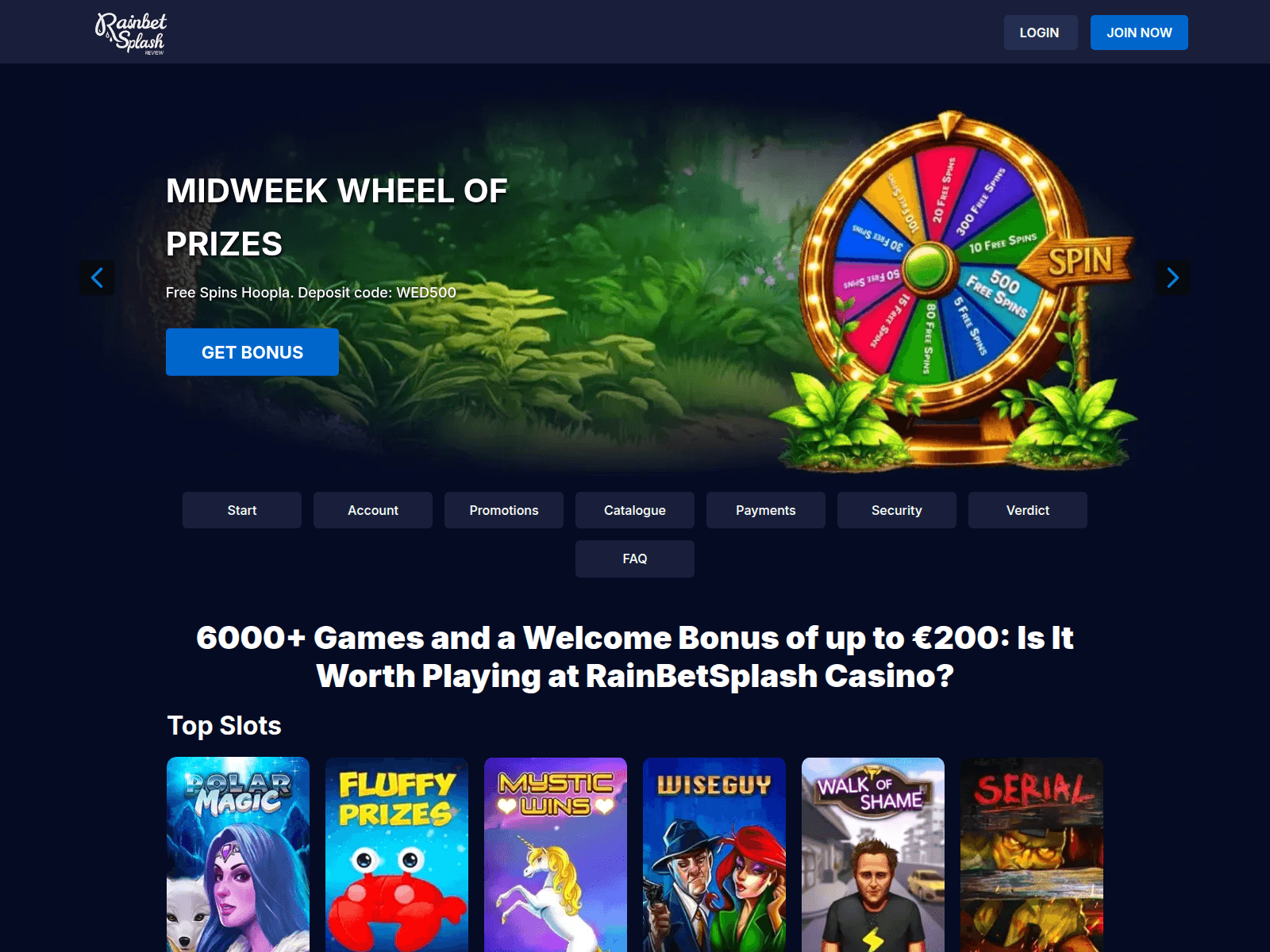 Screenshot of rainbetsplash-casino.com