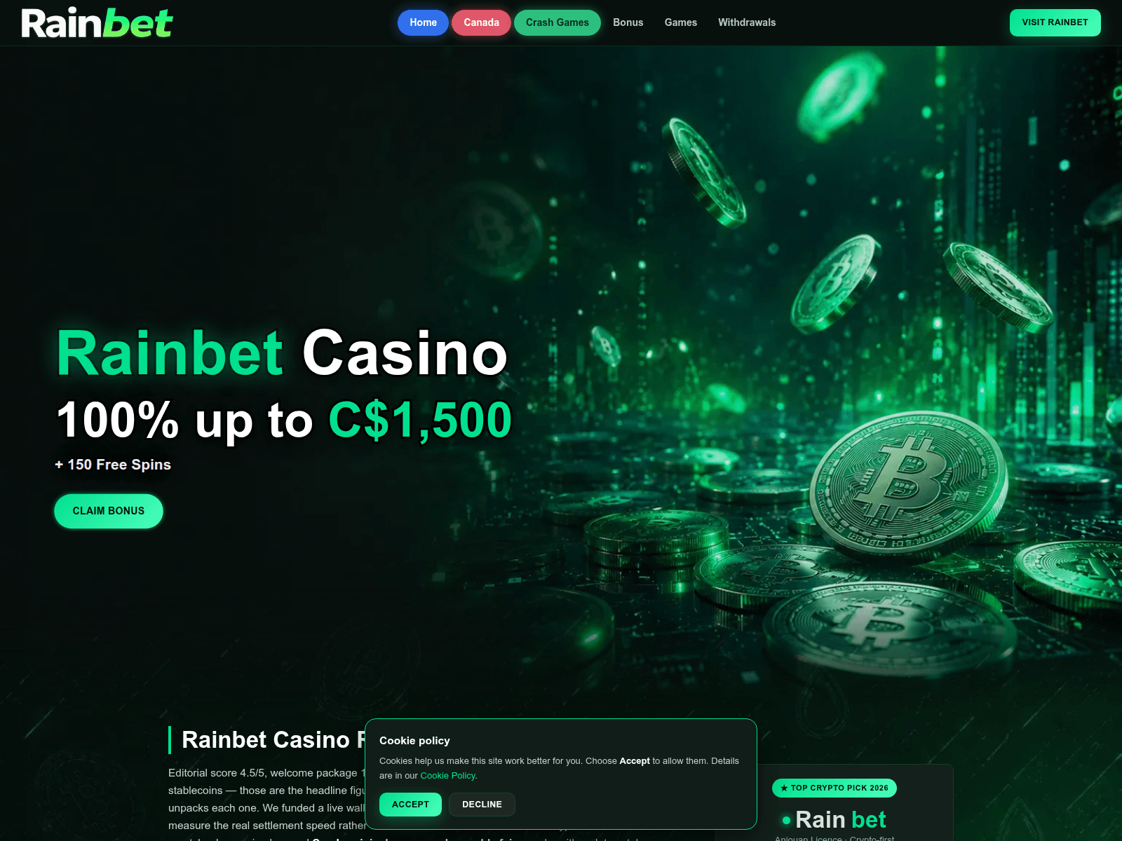 Screenshot of rainbet-casinocanada.com