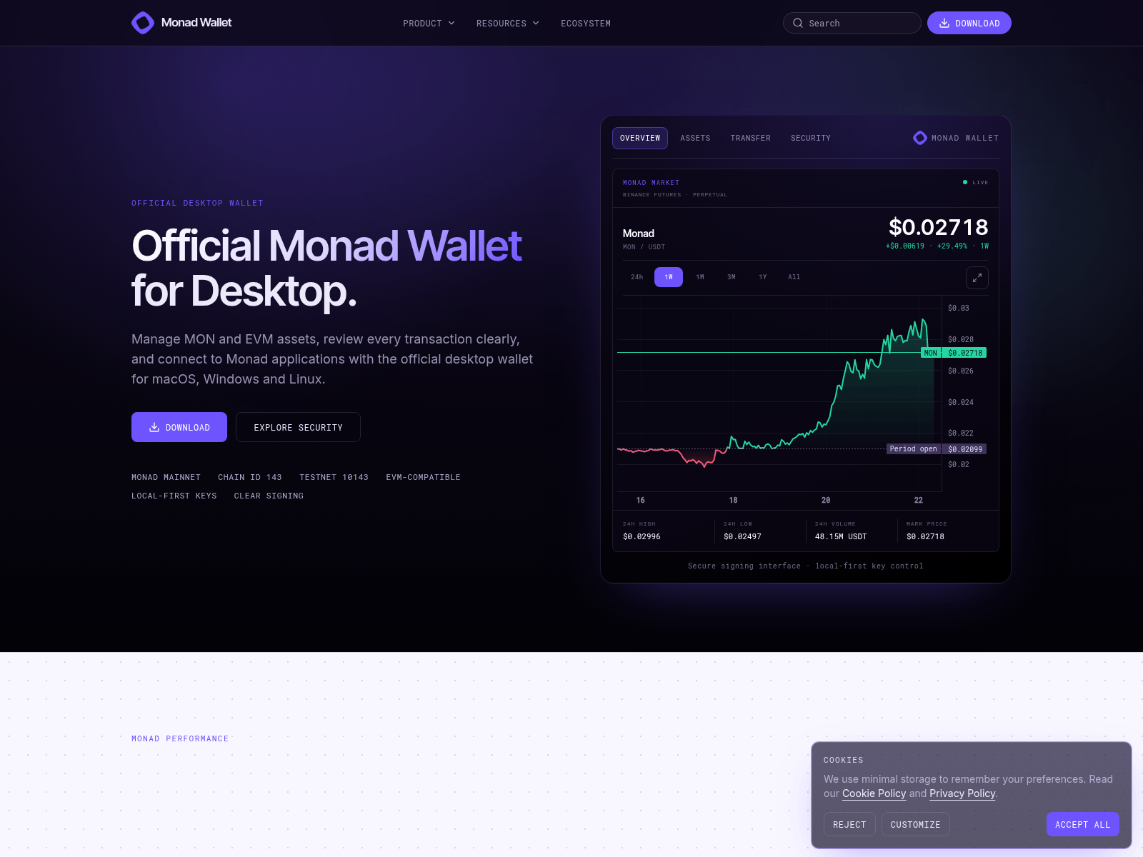 Screenshot of monadwallet.io