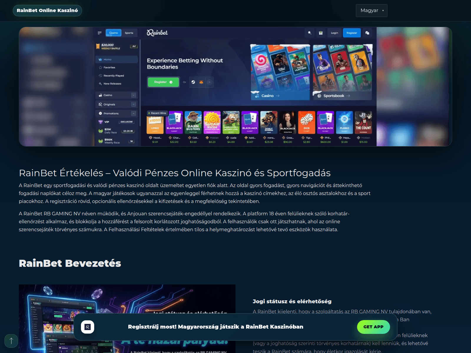 Screenshot of rainbet-hu.com