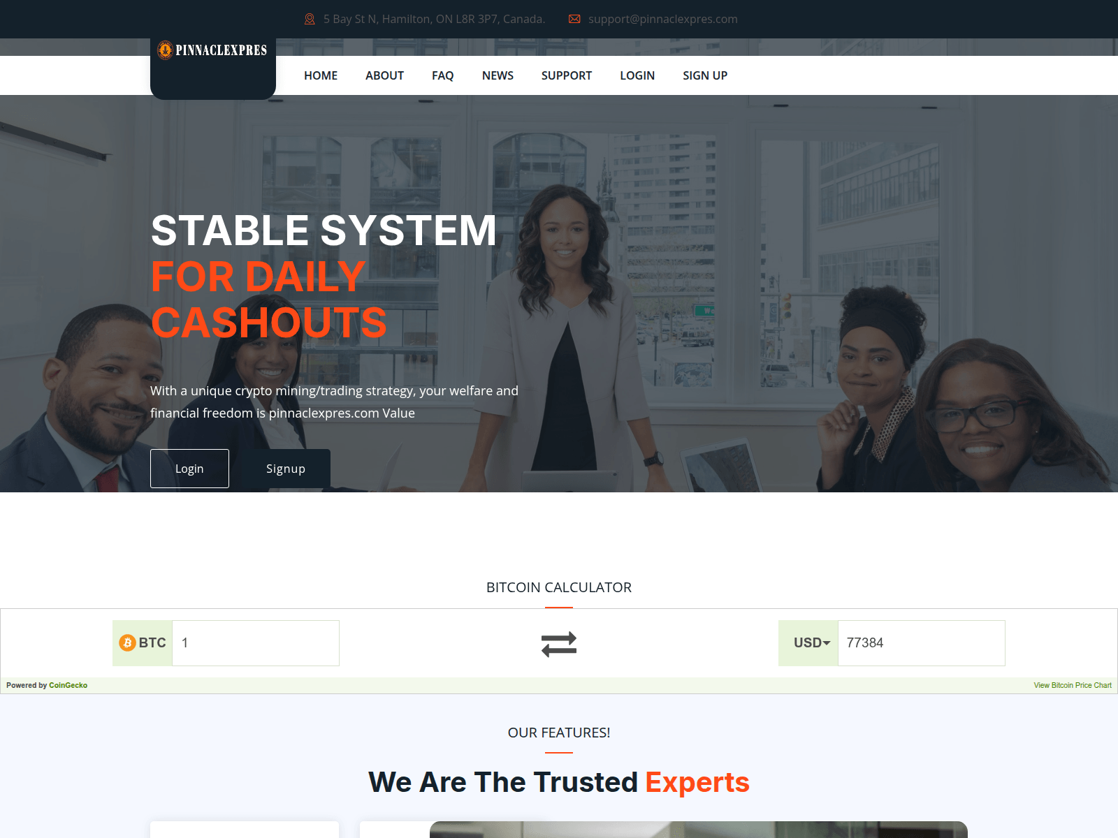 Screenshot of pinnaclexpres.com