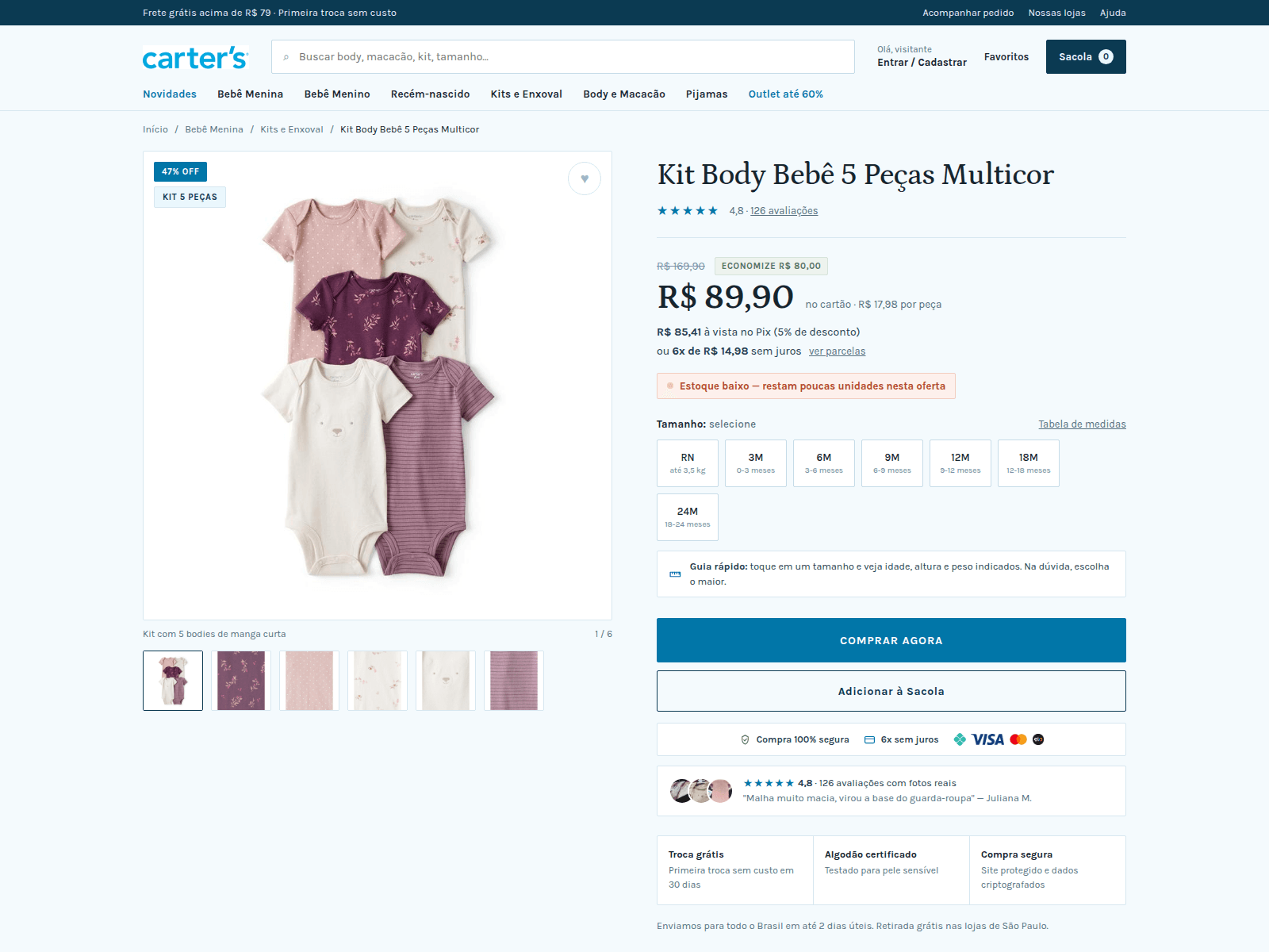Screenshot of lojacartersbrasil.site