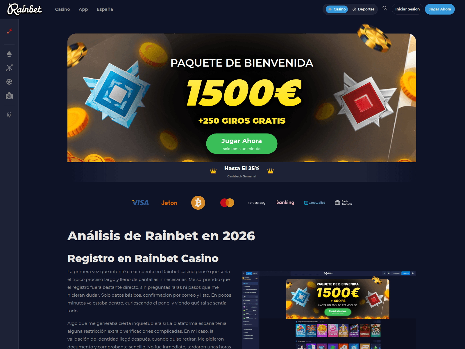[스크린샷] casinorainbet.es