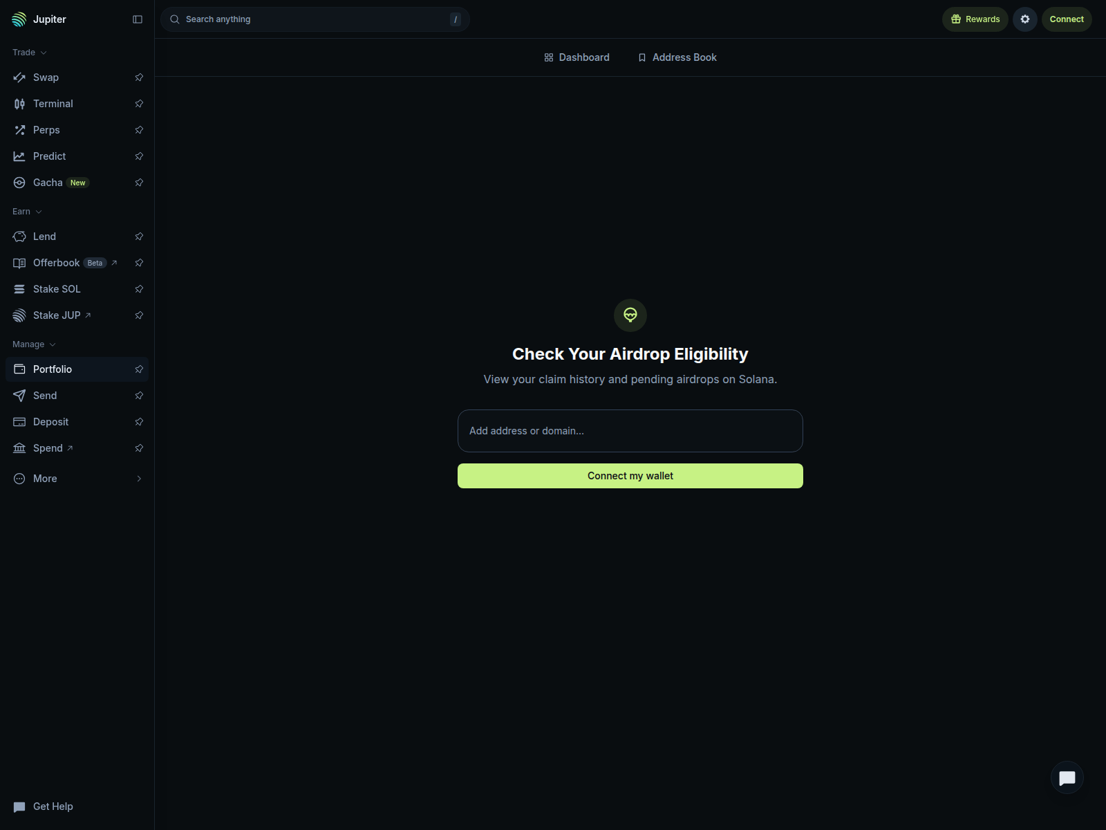 Screenshot of jup.tokendrop.fun