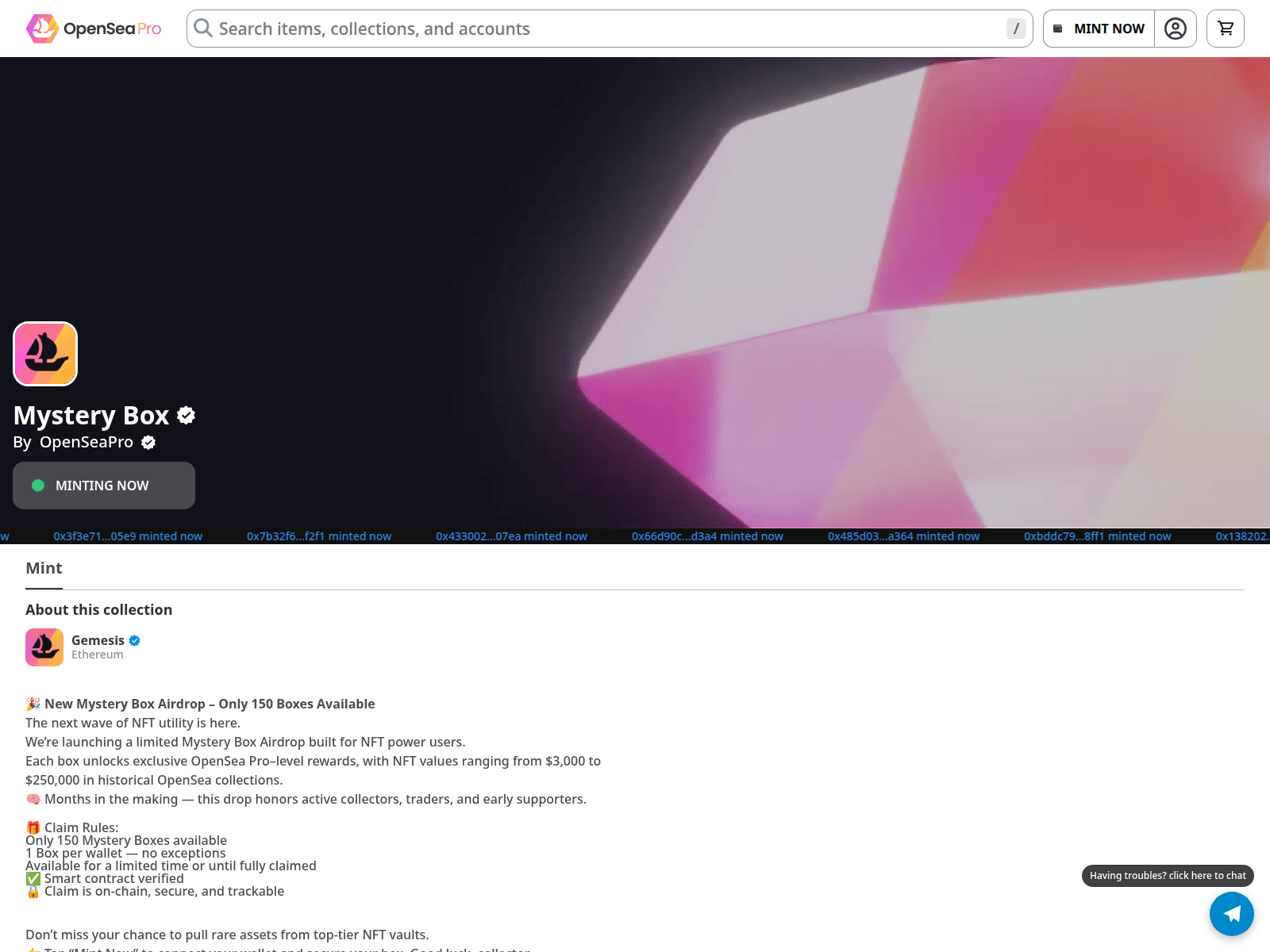 Screenshot of opensesterymints.netlify.app
