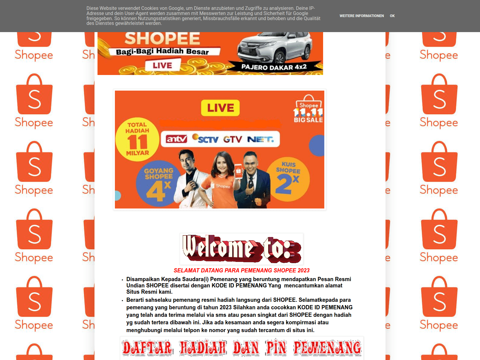 Screenshot of shopee-sale255.blogspot.com