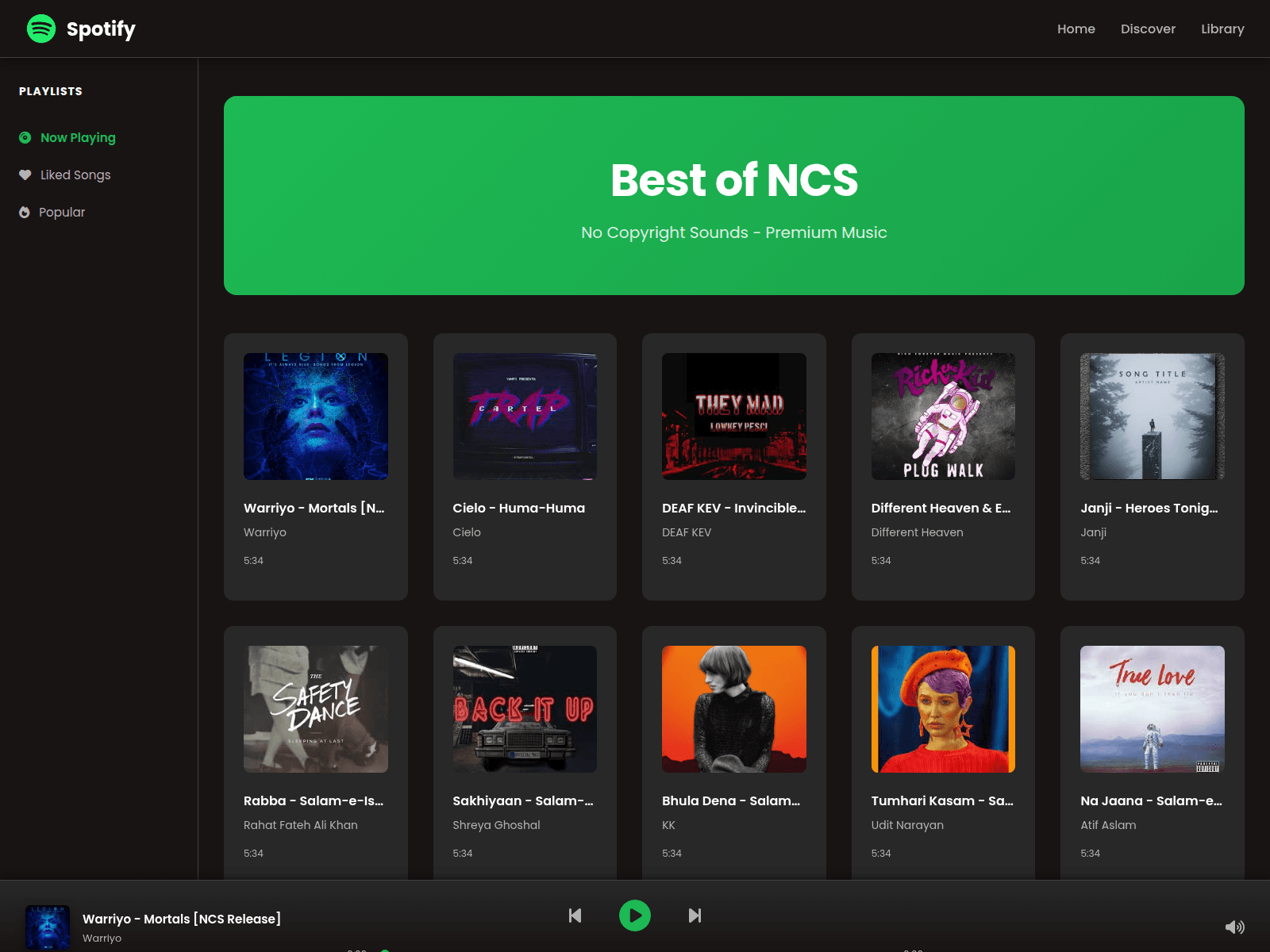 Screenshot of spotify-clone-yuvraj.netlify.app