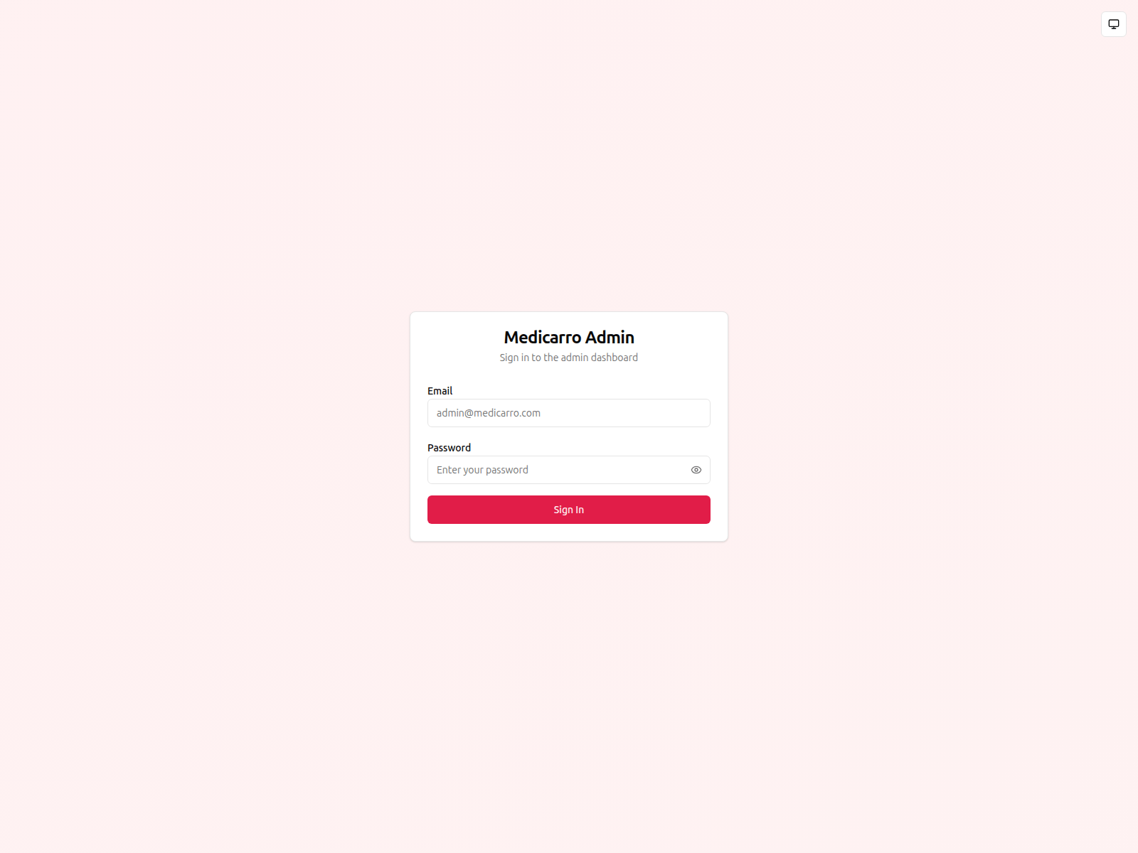 Знімок екрана dashboard.medicarro.com