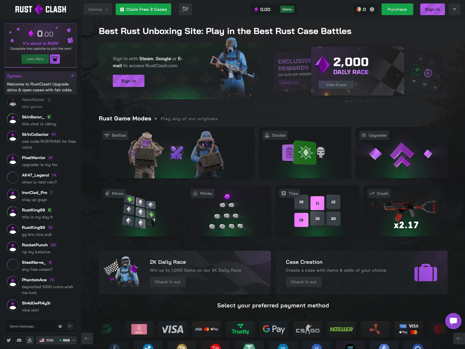 Screenshot of rustclash.top