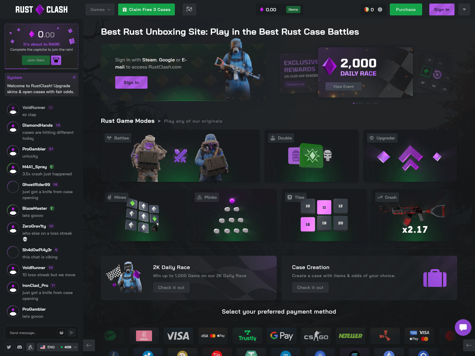 Screenshot of rustclash.org