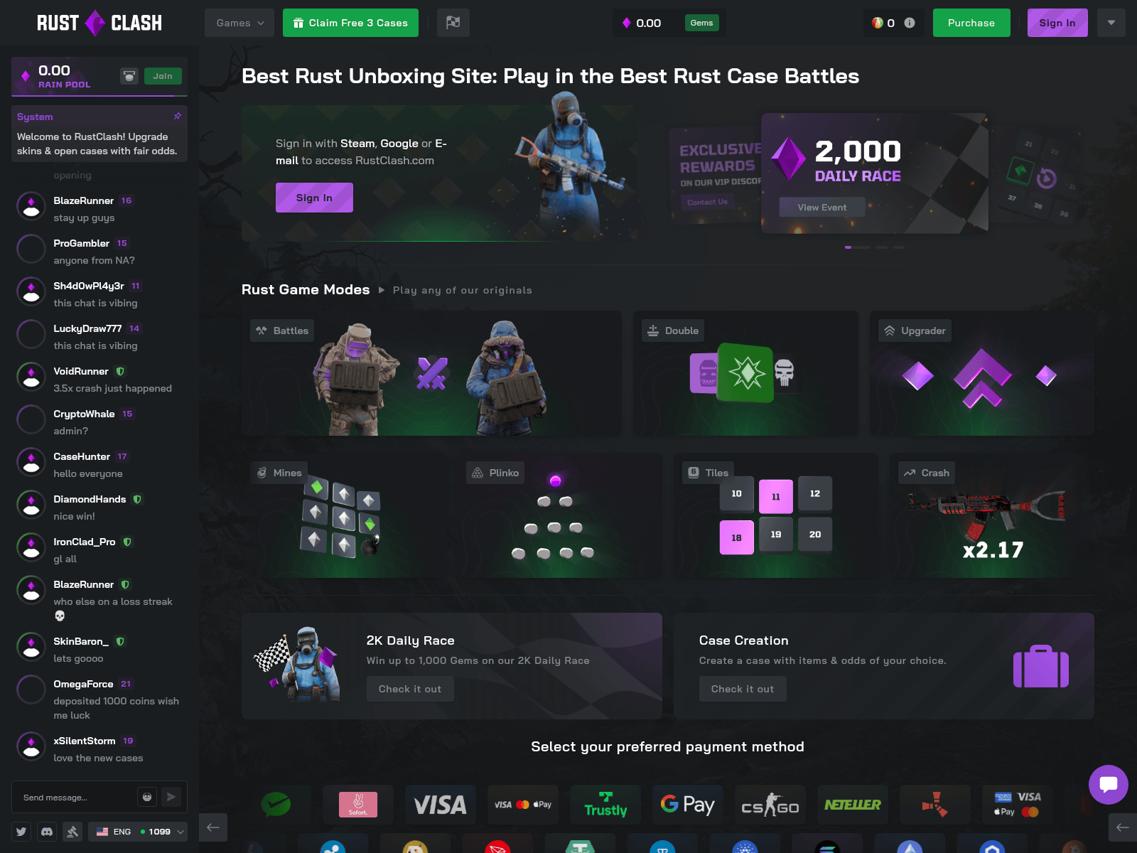 Screenshot of rustclash.info