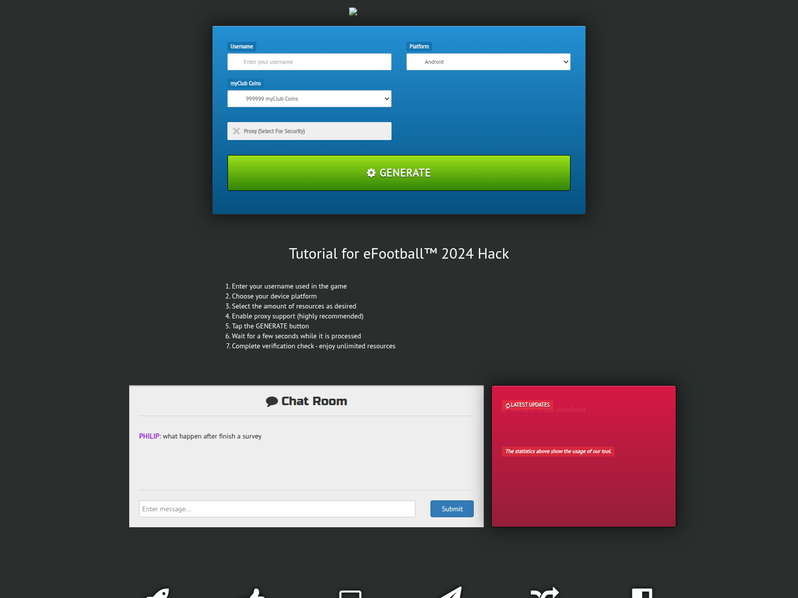Screenshot of extragenerators.com