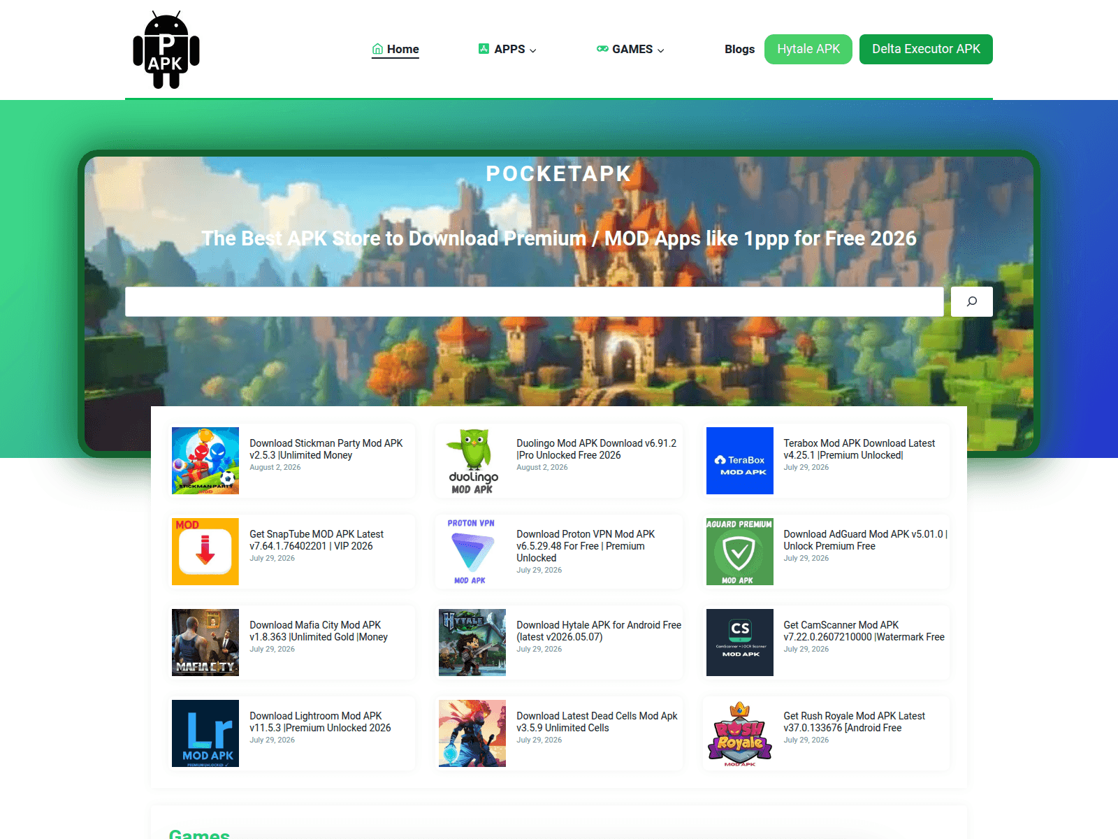 Screenshot of pocketapk.net