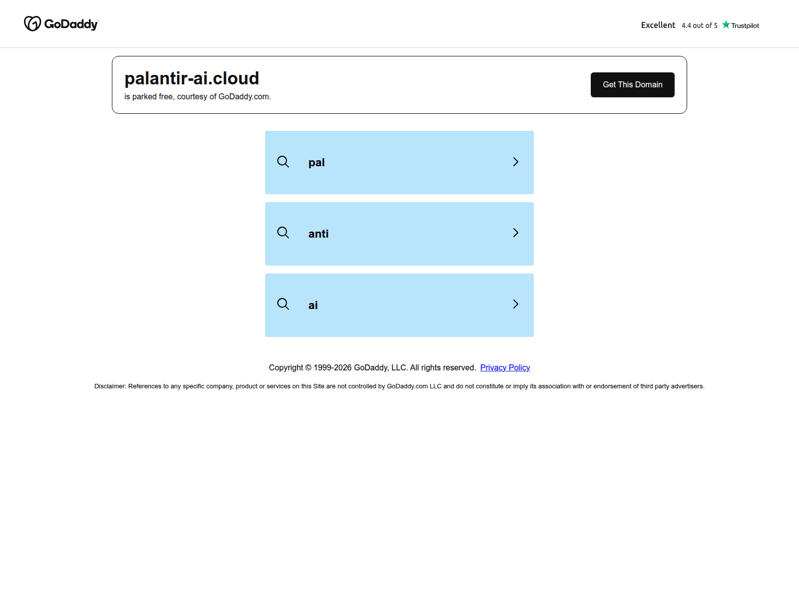 Знімок екрана palantir-ai.cloud