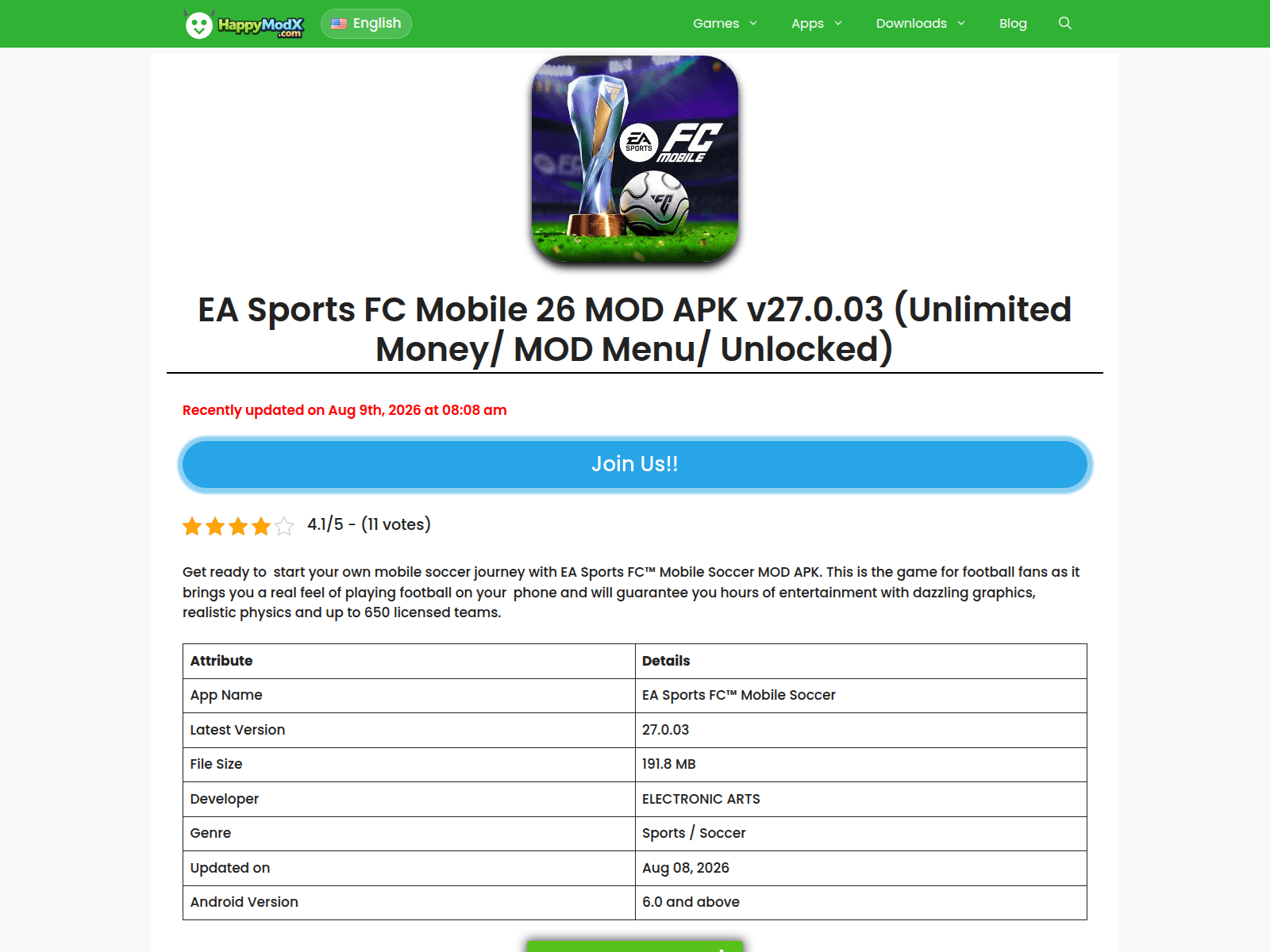 Screenshot of happymodx.com
