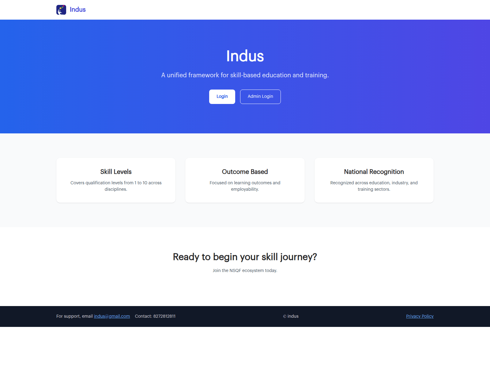 Знімок екрана indus.credutech.com