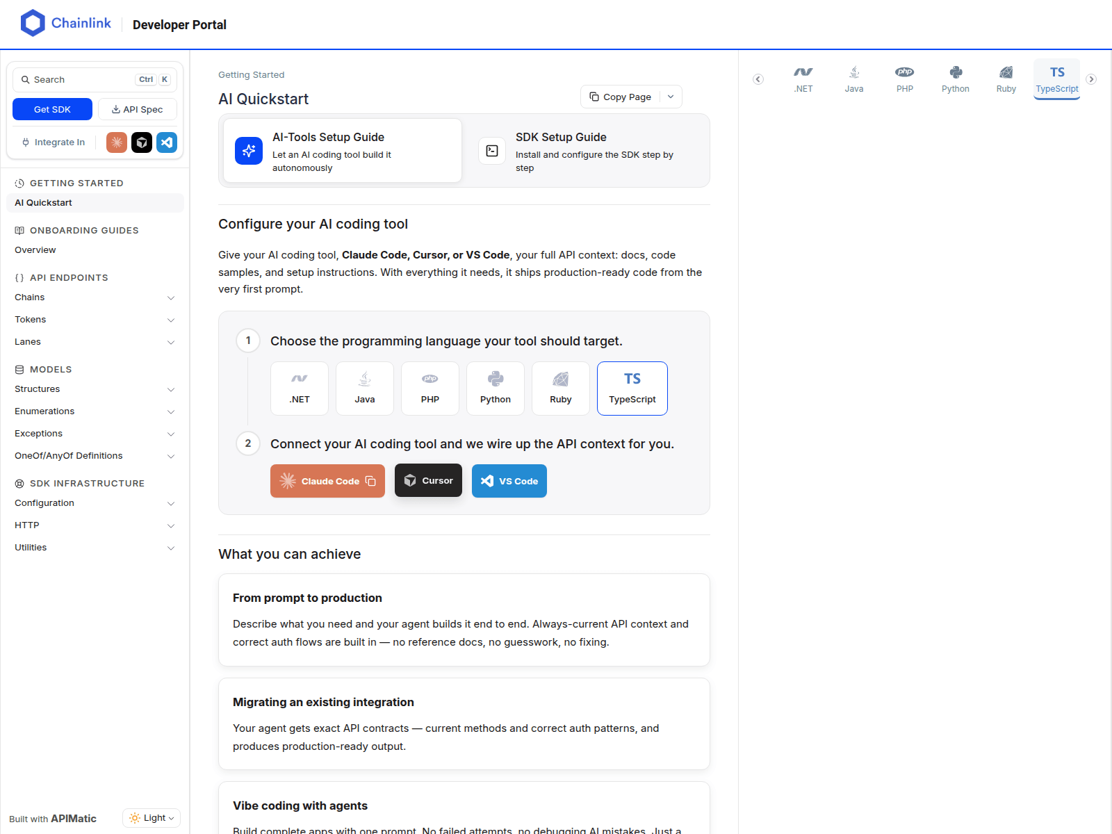Screenshot of chainlink-poc-apimatic.pages.dev