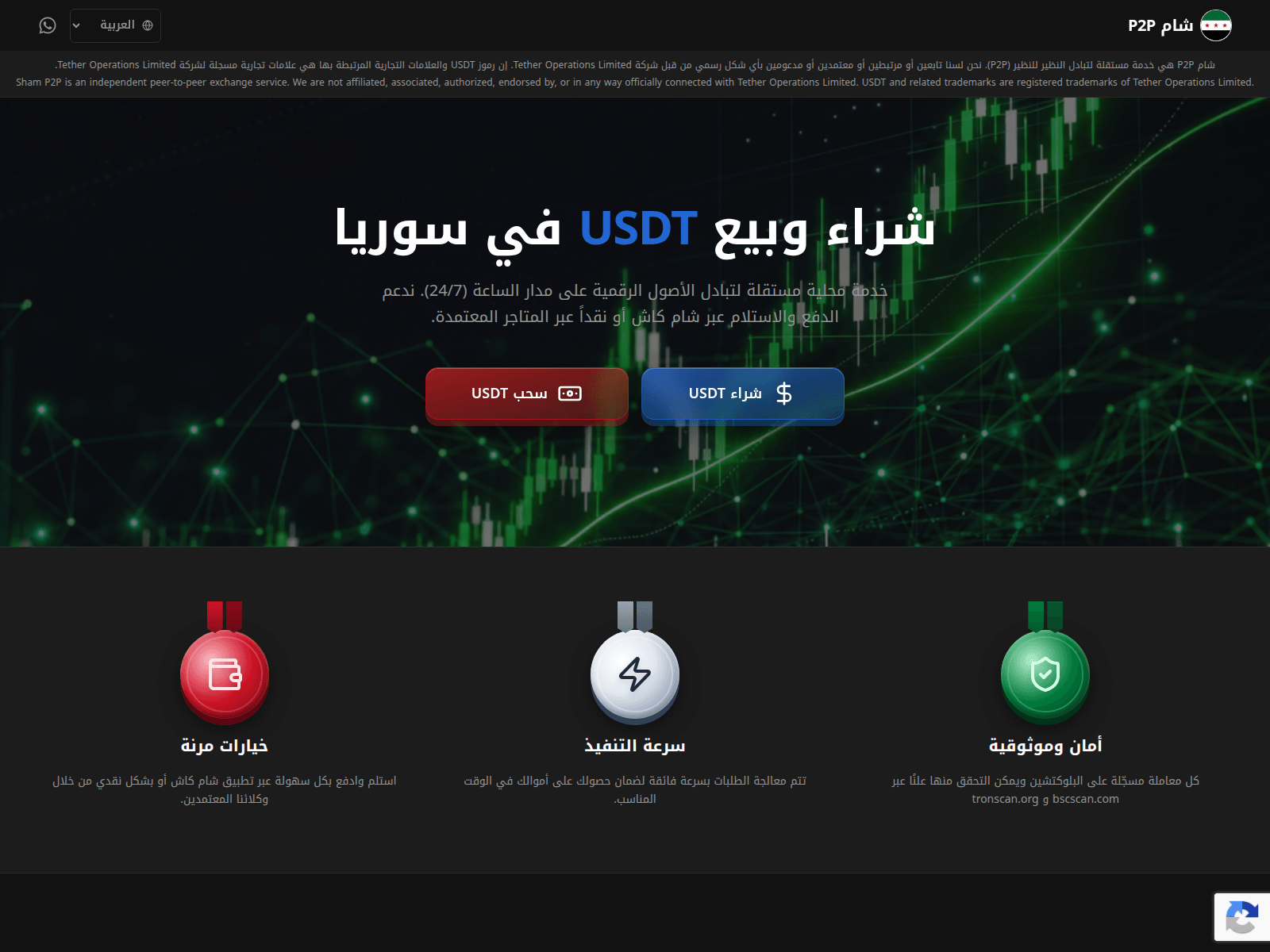 Screenshot von usdtsyr.io