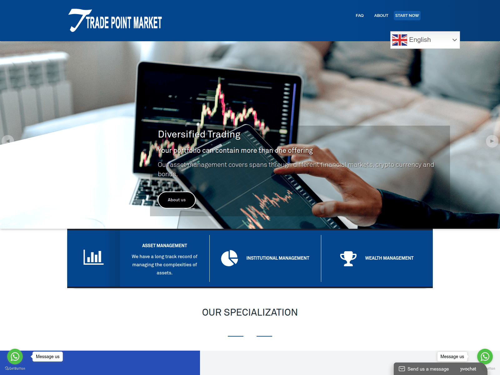 Знімок екрана tradingpointmarket.com