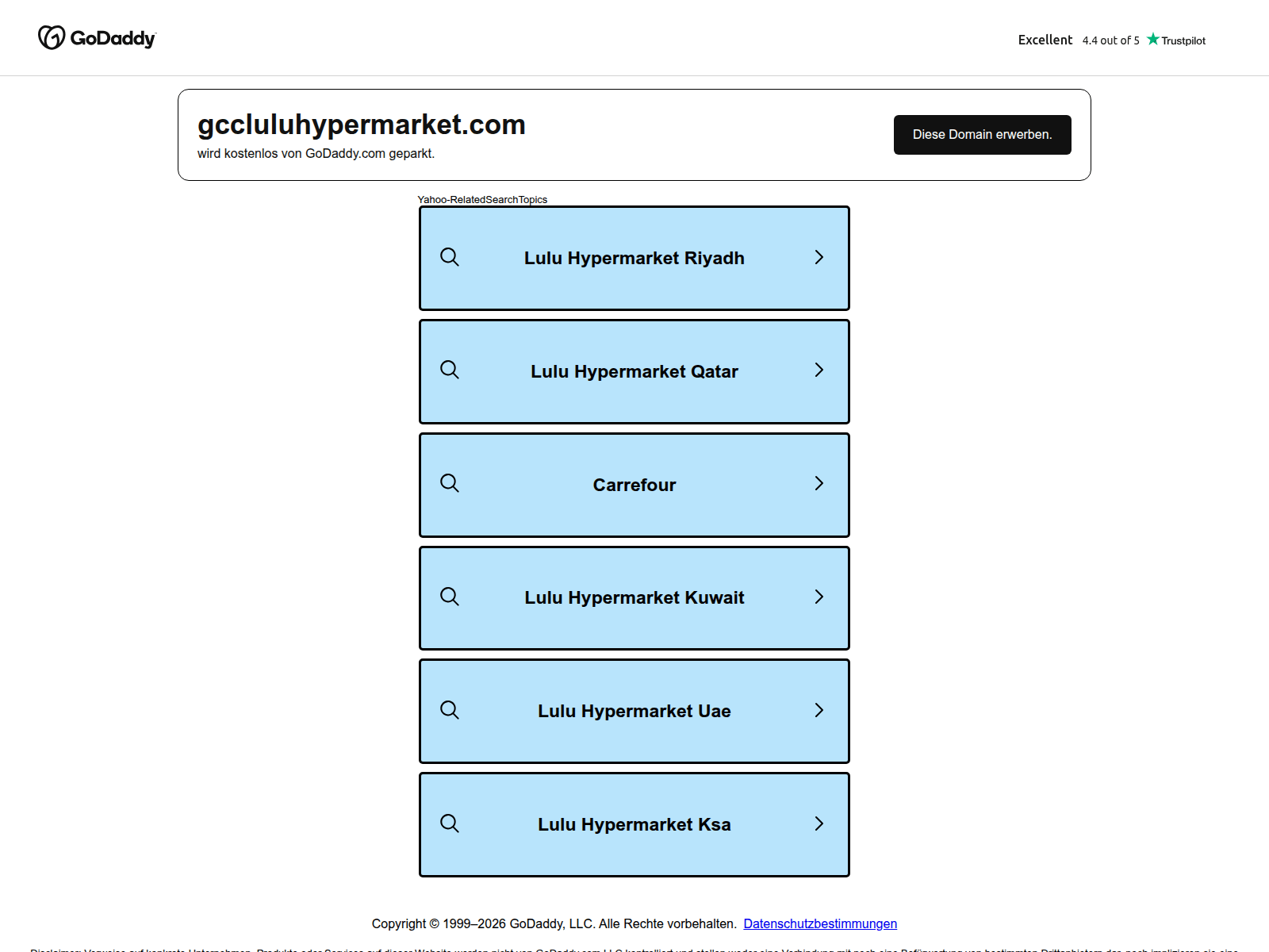 Знімок екрана gccluluhypermarket.com