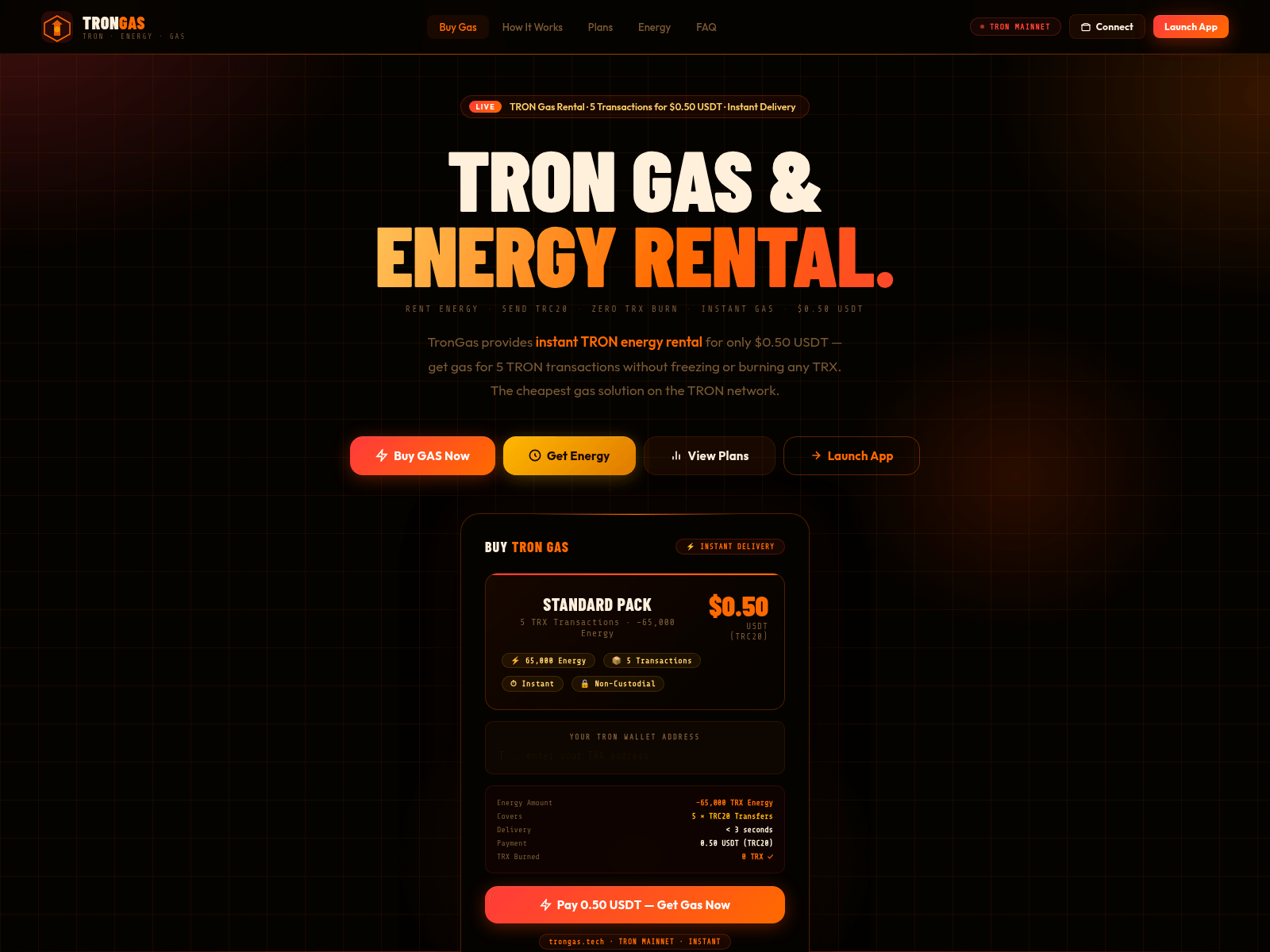 Screenshot of trongas.tech