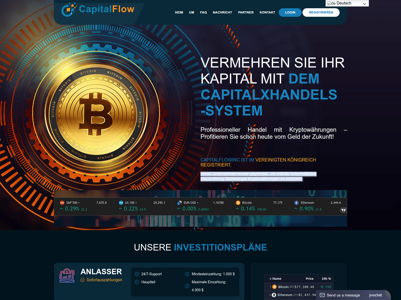 Знімок екрана capitalflowinc.net