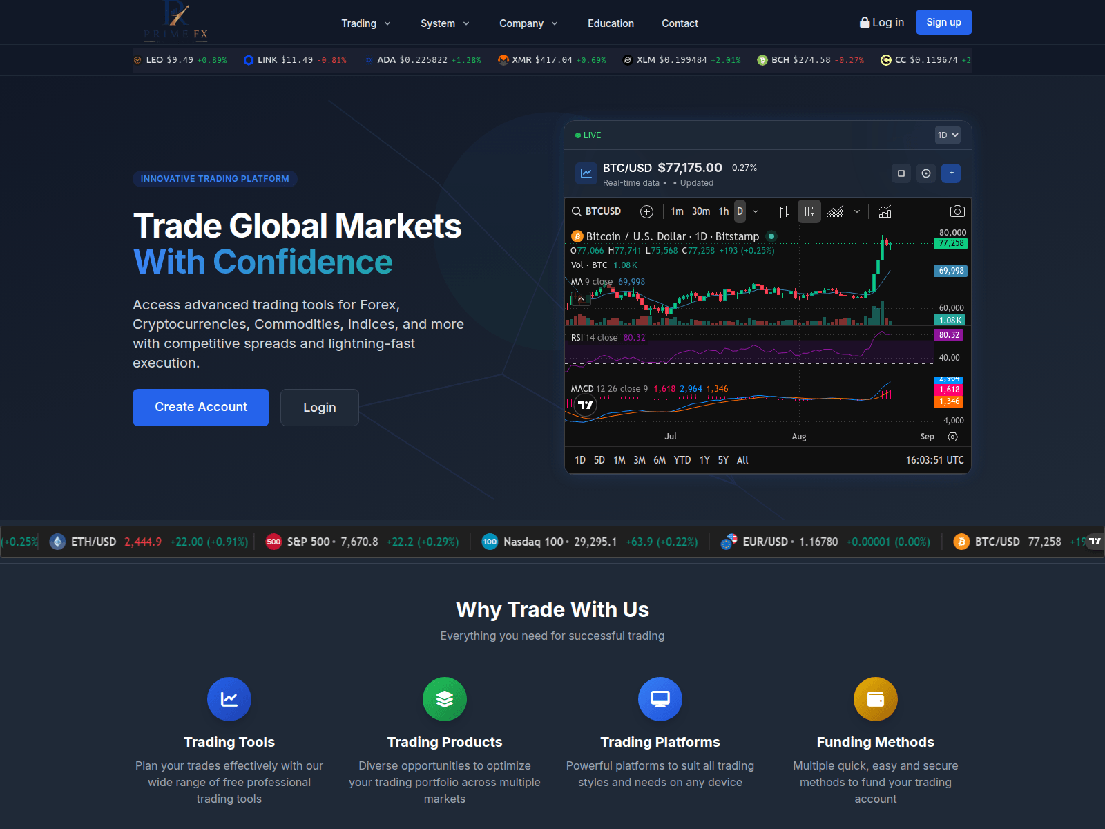 Screenshot von primeholdings.xtlex.com