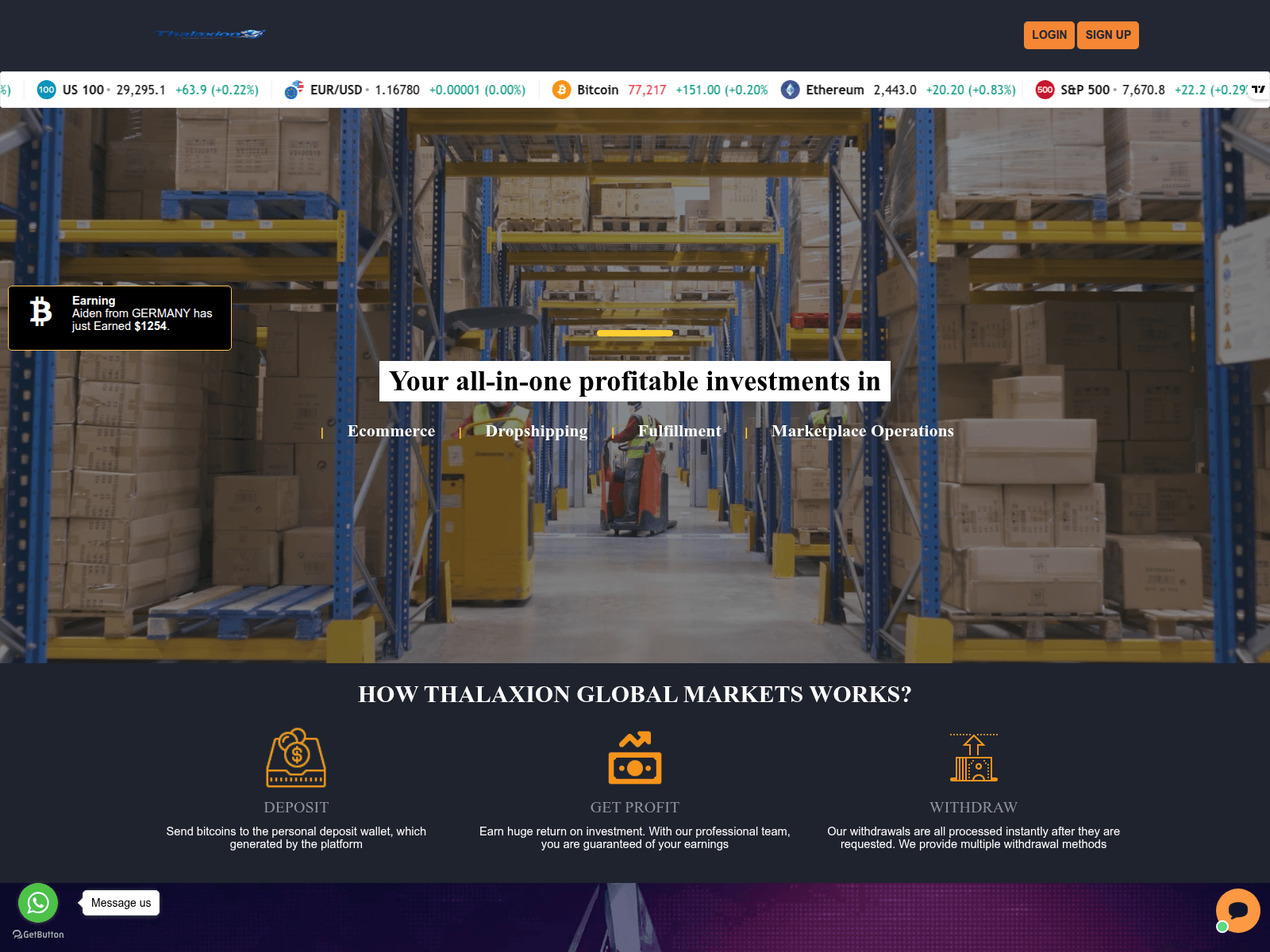 Captura de tela de thalaxionglobalmarkets.com
