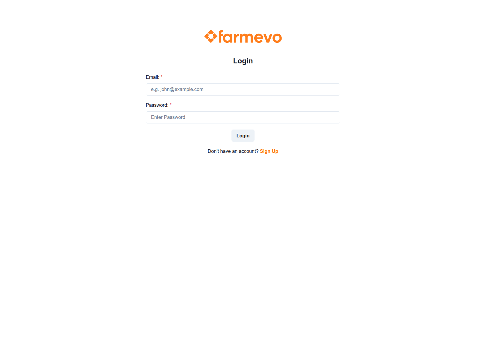 Screenshot von app-staging.farmevo.ai