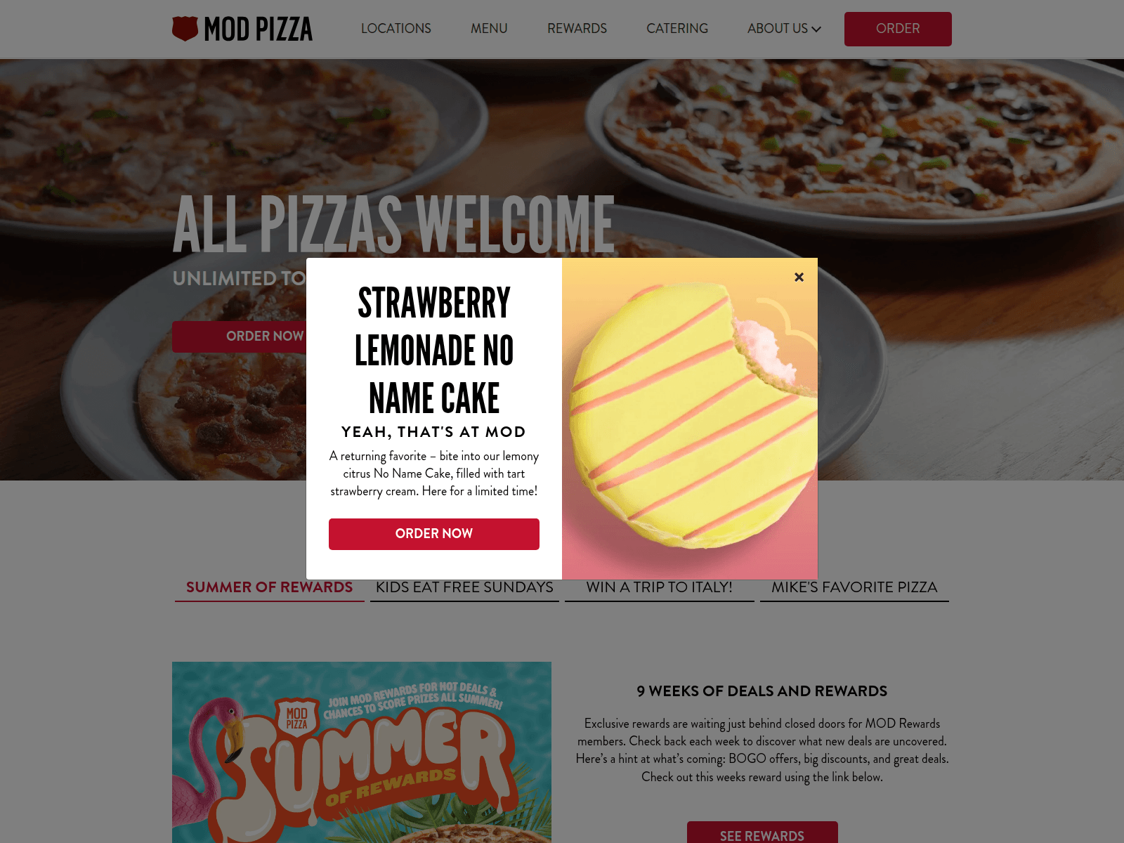 Знімок екрана modpizza.com