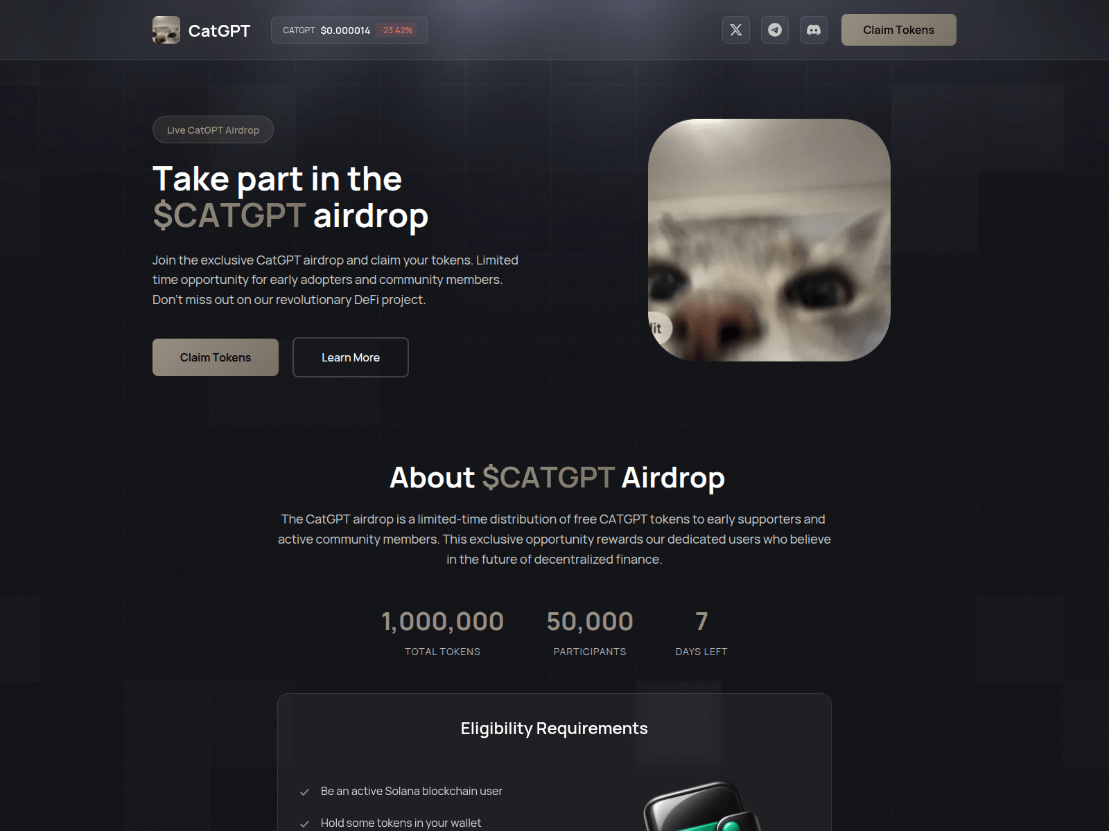 Screenshot of claimcatgpt.lol