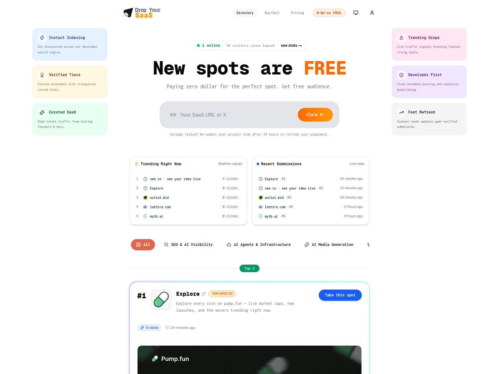 Screenshot of dropyoursaas.com