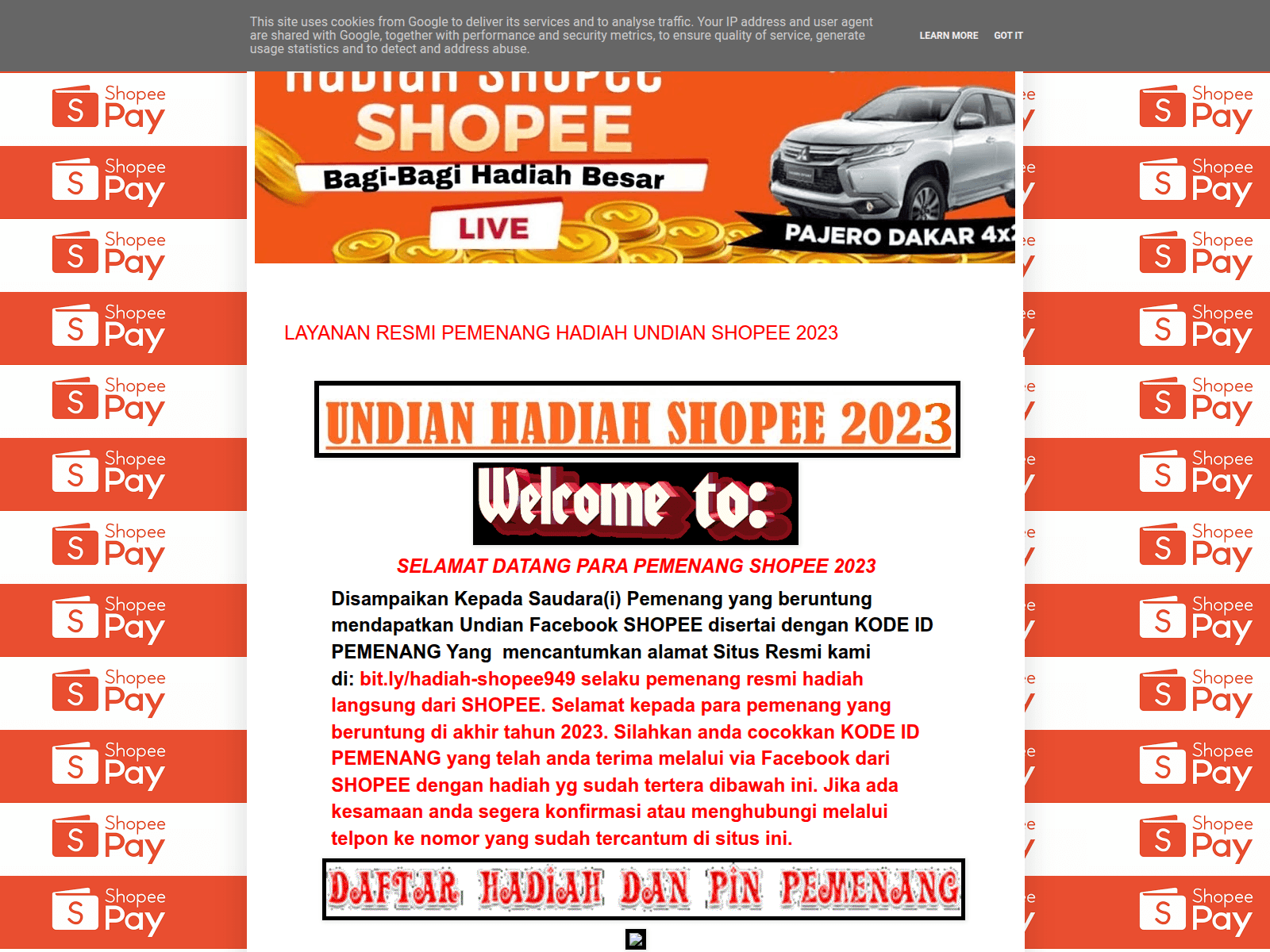 Screenshot of hadiah-shopee949.blogspot.com