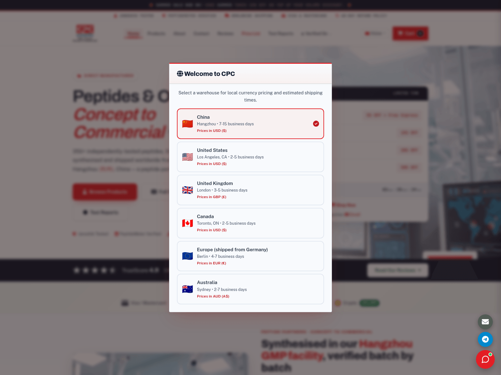 Screenshot of cpcscientific.net